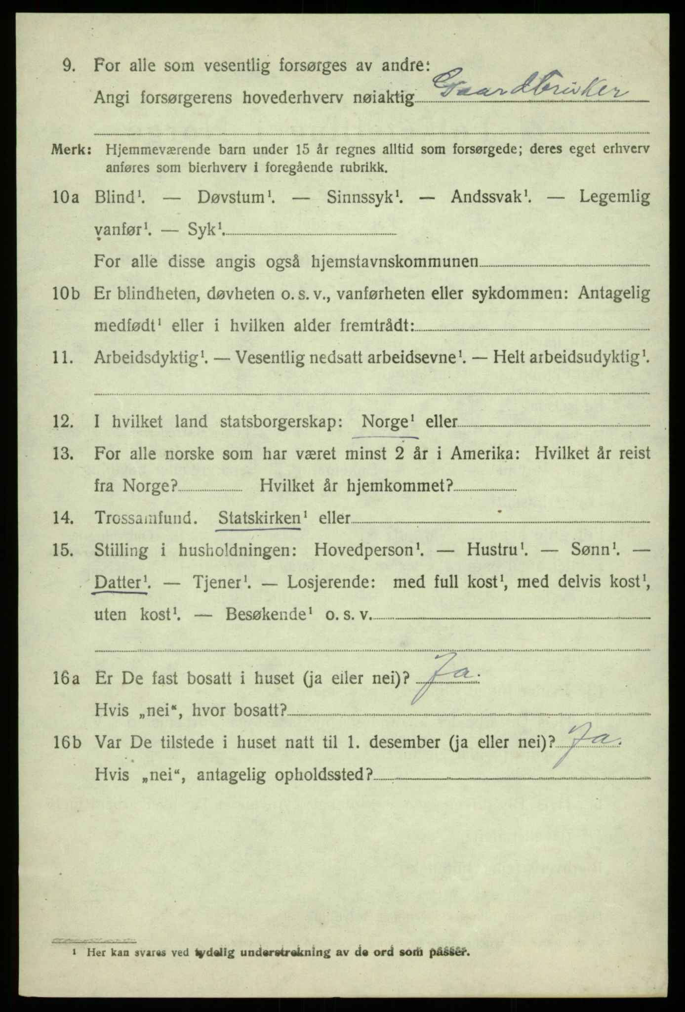 SAB, 1920 census for Os, 1920, p. 3367