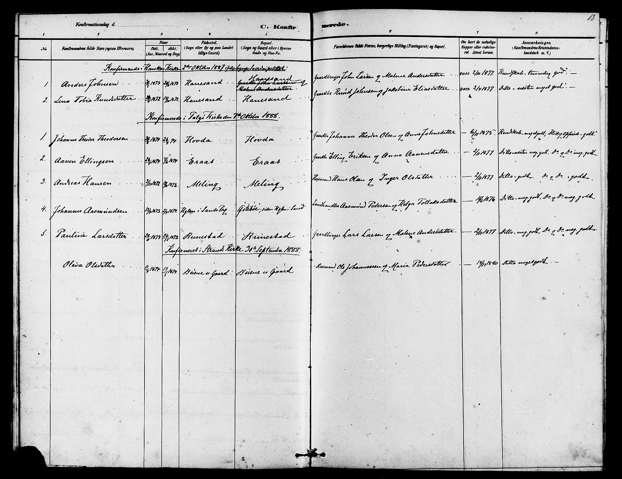 Finnøy sokneprestkontor, SAST/A-101825/H/Ha/Haa/L0009: Parish register (official) no. A 9, 1879-1888, p. 18