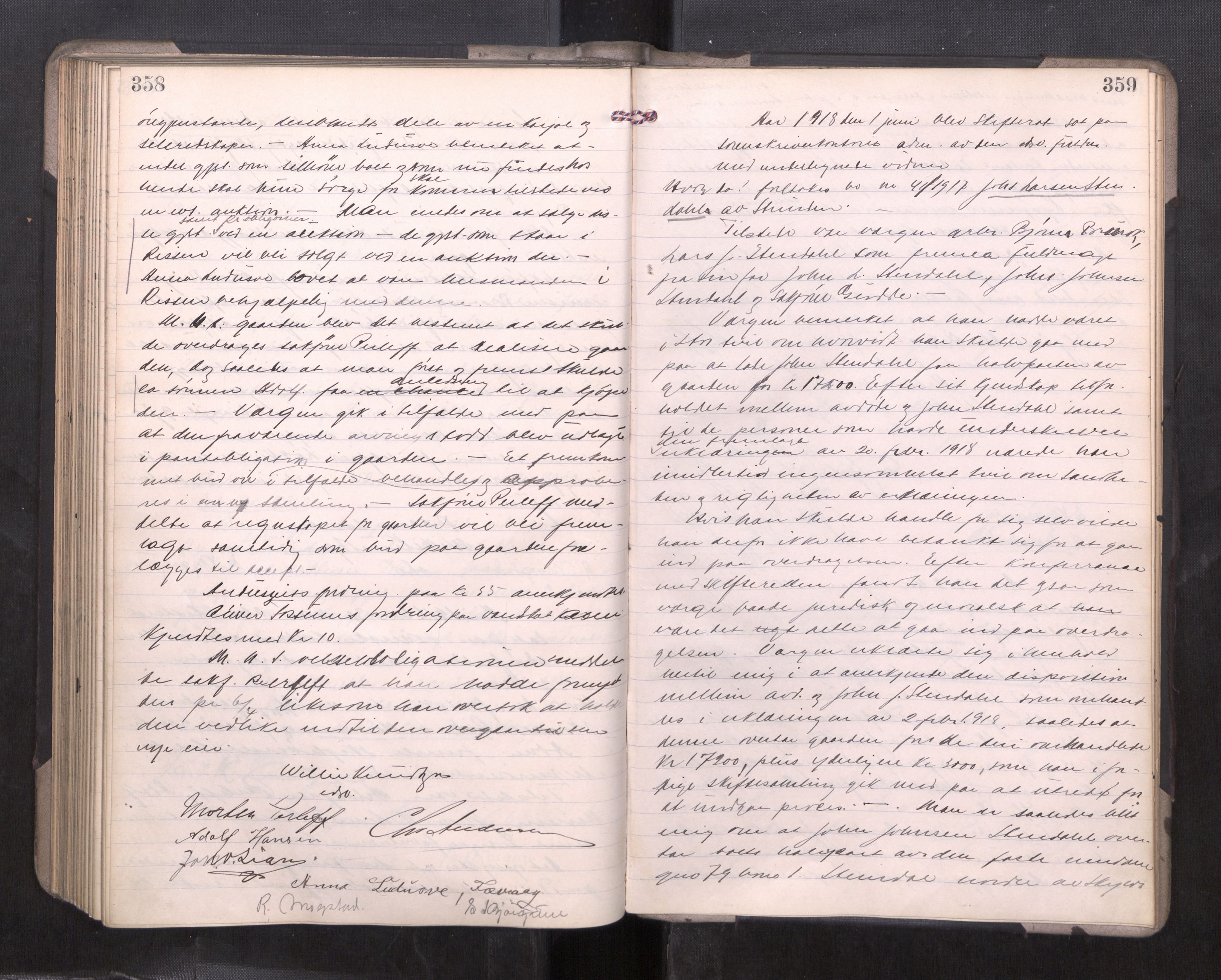 Strinda og Selbu sorenskriveri, AV/SAT-A-0015/3/3B/L0012: Skifteforhandlingsprot. 12, 1915-1919, p. 358-359