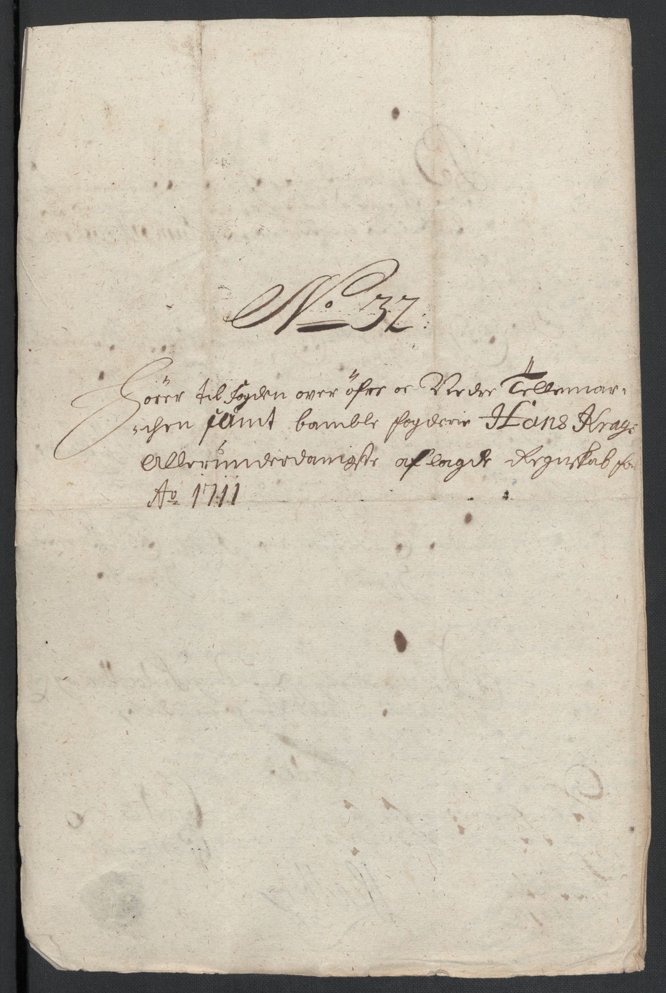 Rentekammeret inntil 1814, Reviderte regnskaper, Fogderegnskap, AV/RA-EA-4092/R36/L2120: Fogderegnskap Øvre og Nedre Telemark og Bamble, 1711, p. 311