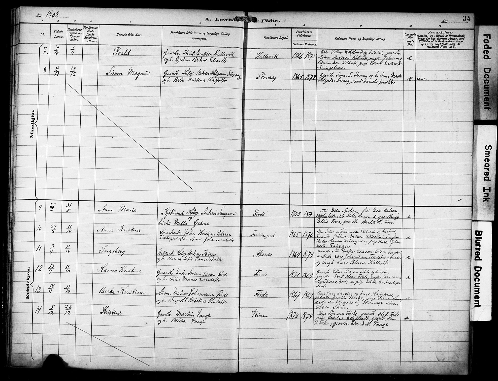 Avaldsnes sokneprestkontor, SAST/A -101851/H/Ha/Haa/L0016: Parish register (official) no. A 16, 1893-1918, p. 34