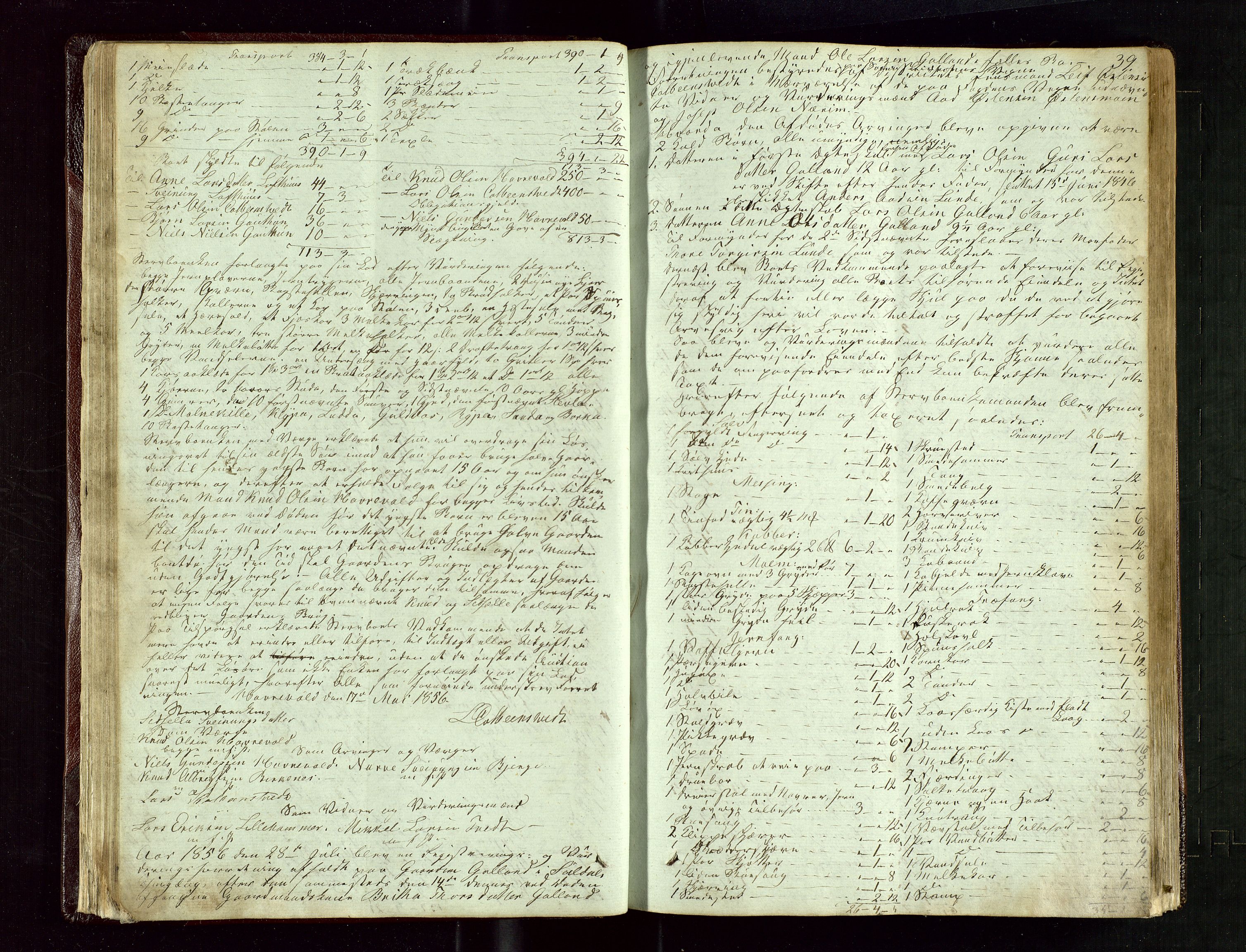 Ryfylke tingrett, AV/SAST-A-100055/001/IV/IVE/L0004: Skifteregistreringsprotokoll Suldal, 1851-1877, p. 39