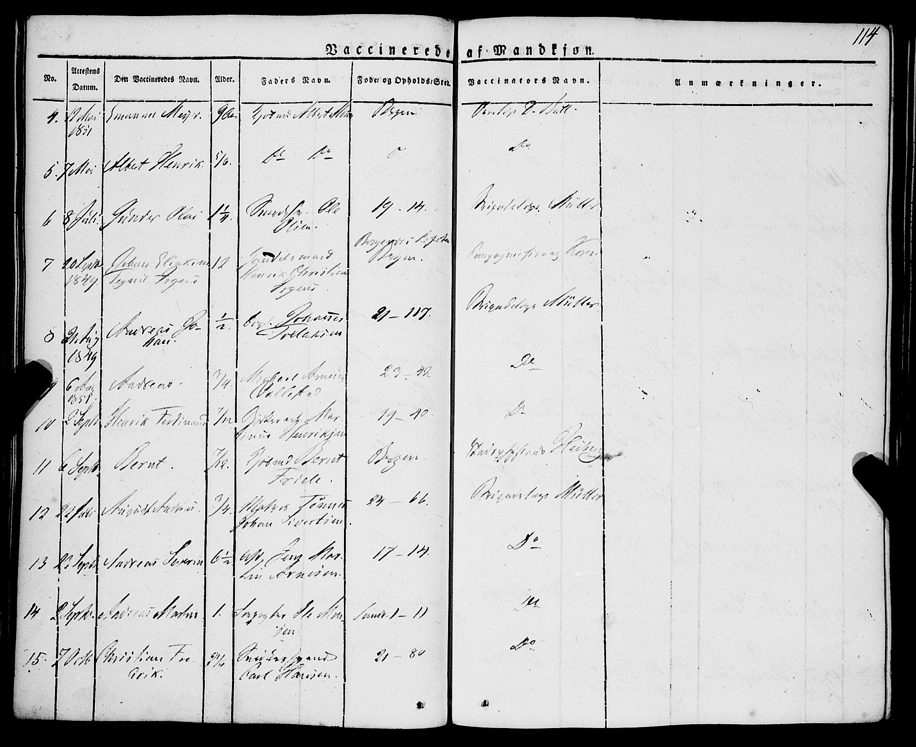 Korskirken sokneprestembete, SAB/A-76101/H/Haa/L0050: Parish register (official) no. F 1, 1821-1869, p. 114