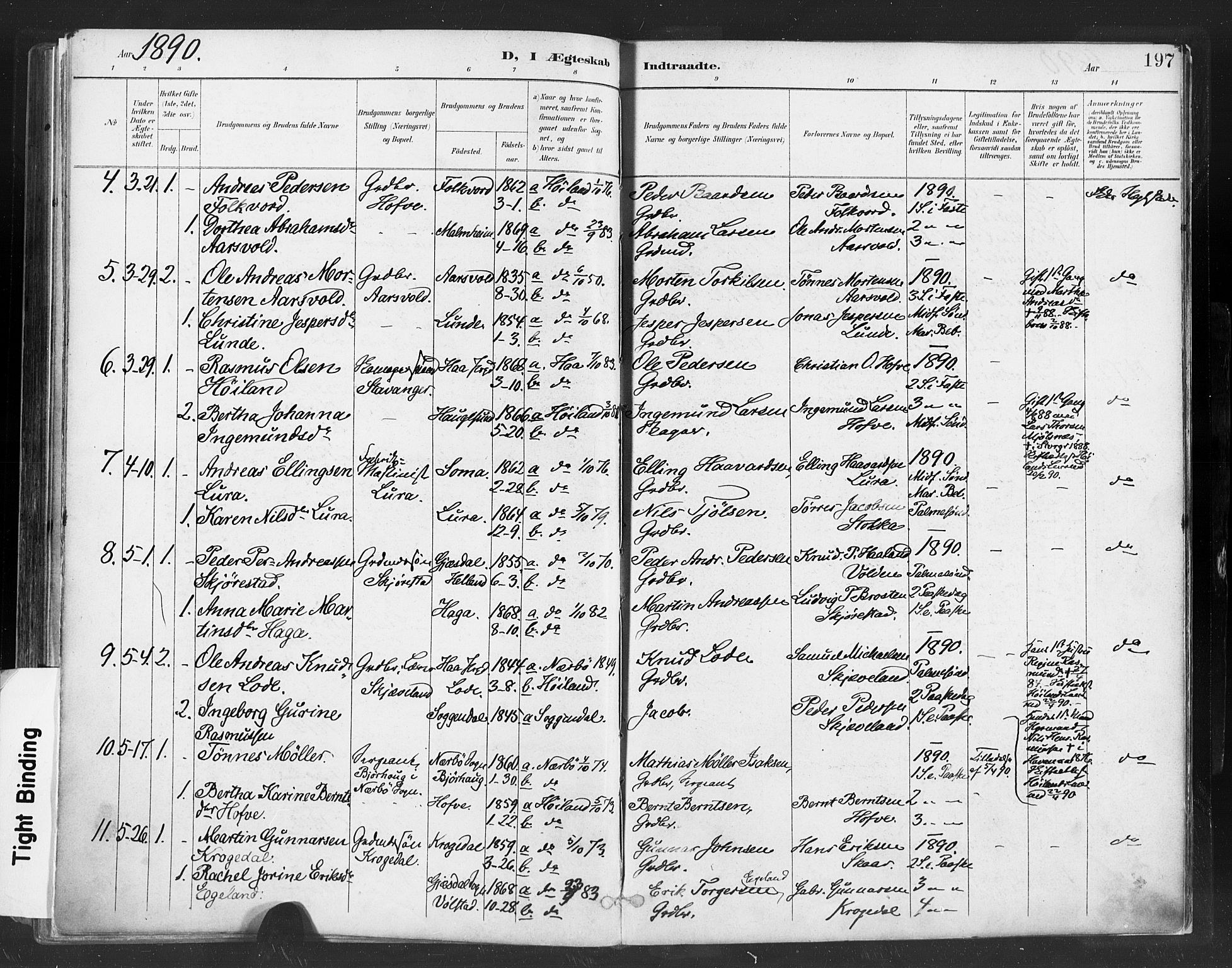 Høyland sokneprestkontor, AV/SAST-A-101799/001/30BA/L0013: Parish register (official) no. A 13.1, 1889-1898, p. 197