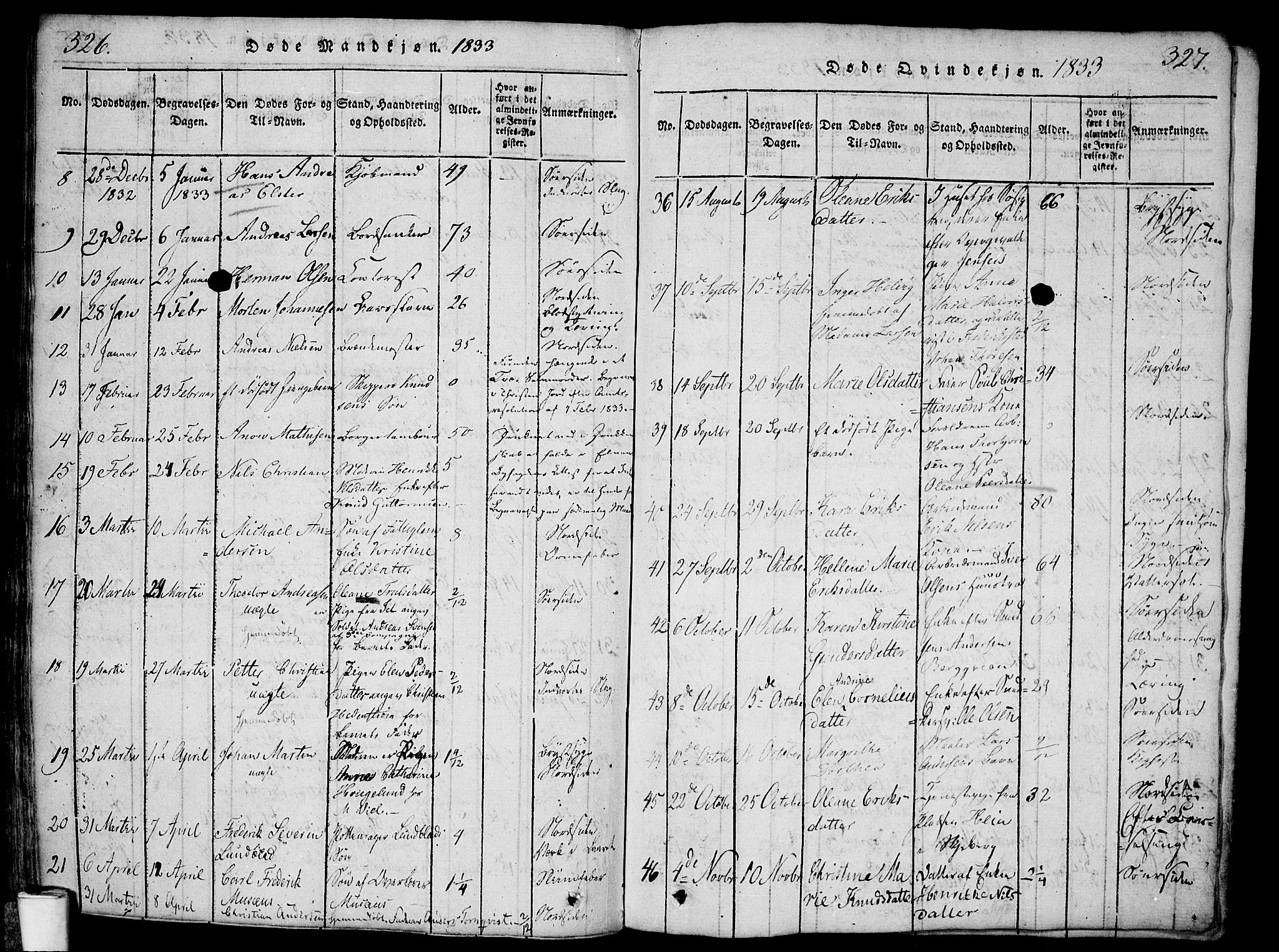 Halden prestekontor Kirkebøker, SAO/A-10909/F/Fa/L0003: Parish register (official) no. I 3, 1815-1834, p. 326-327