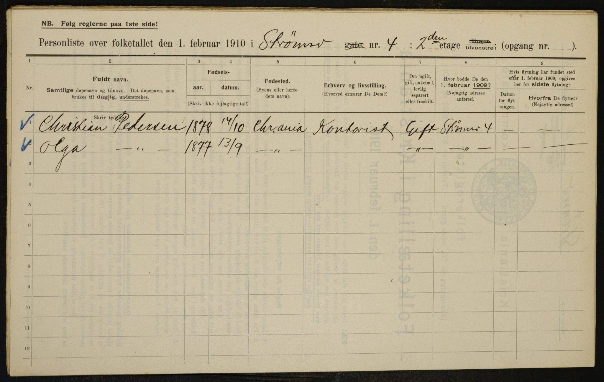 OBA, Municipal Census 1910 for Kristiania, 1910, p. 98684