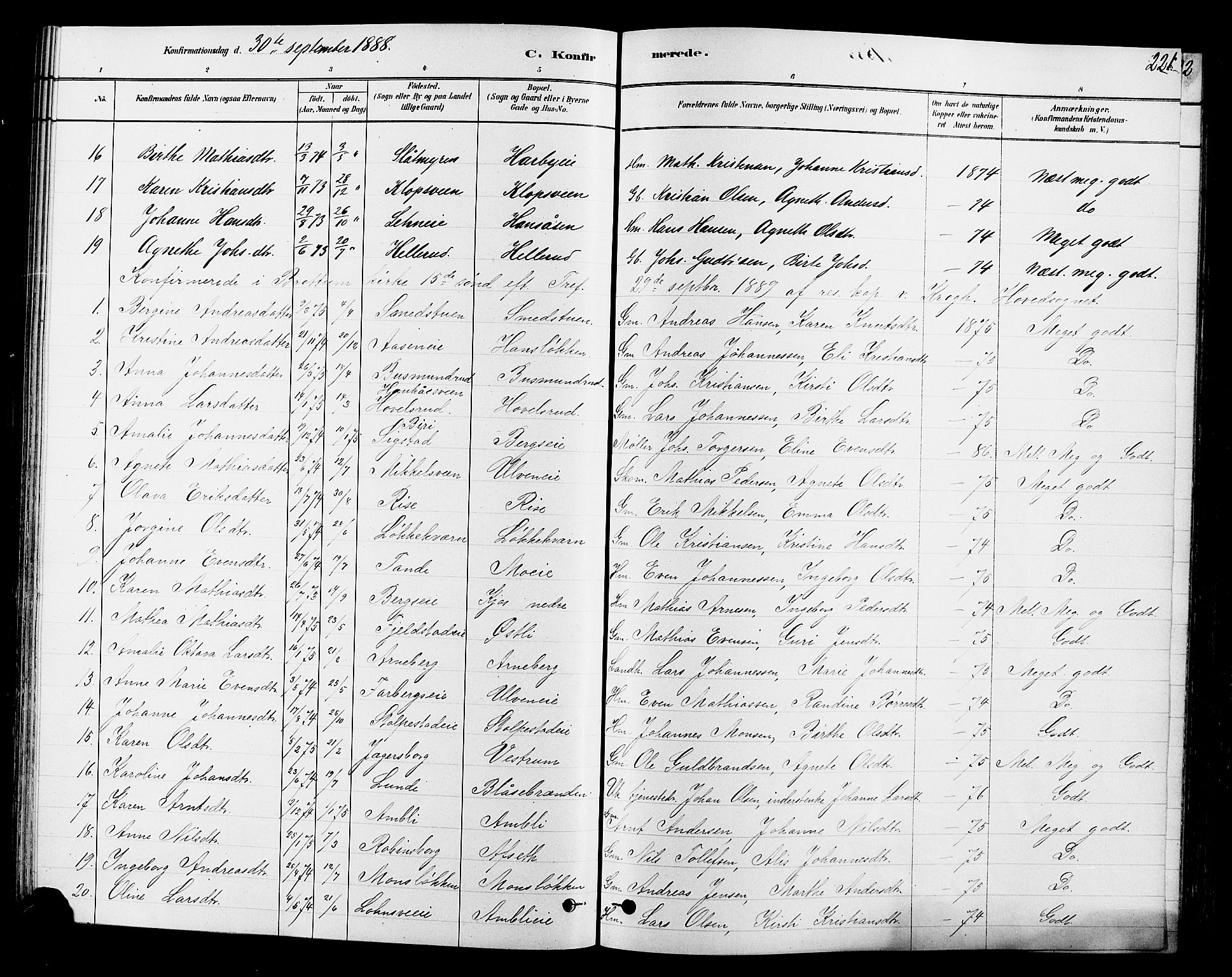 Ringsaker prestekontor, SAH/PREST-014/L/La/L0009: Parish register (copy) no. 9, 1879-1890, p. 221