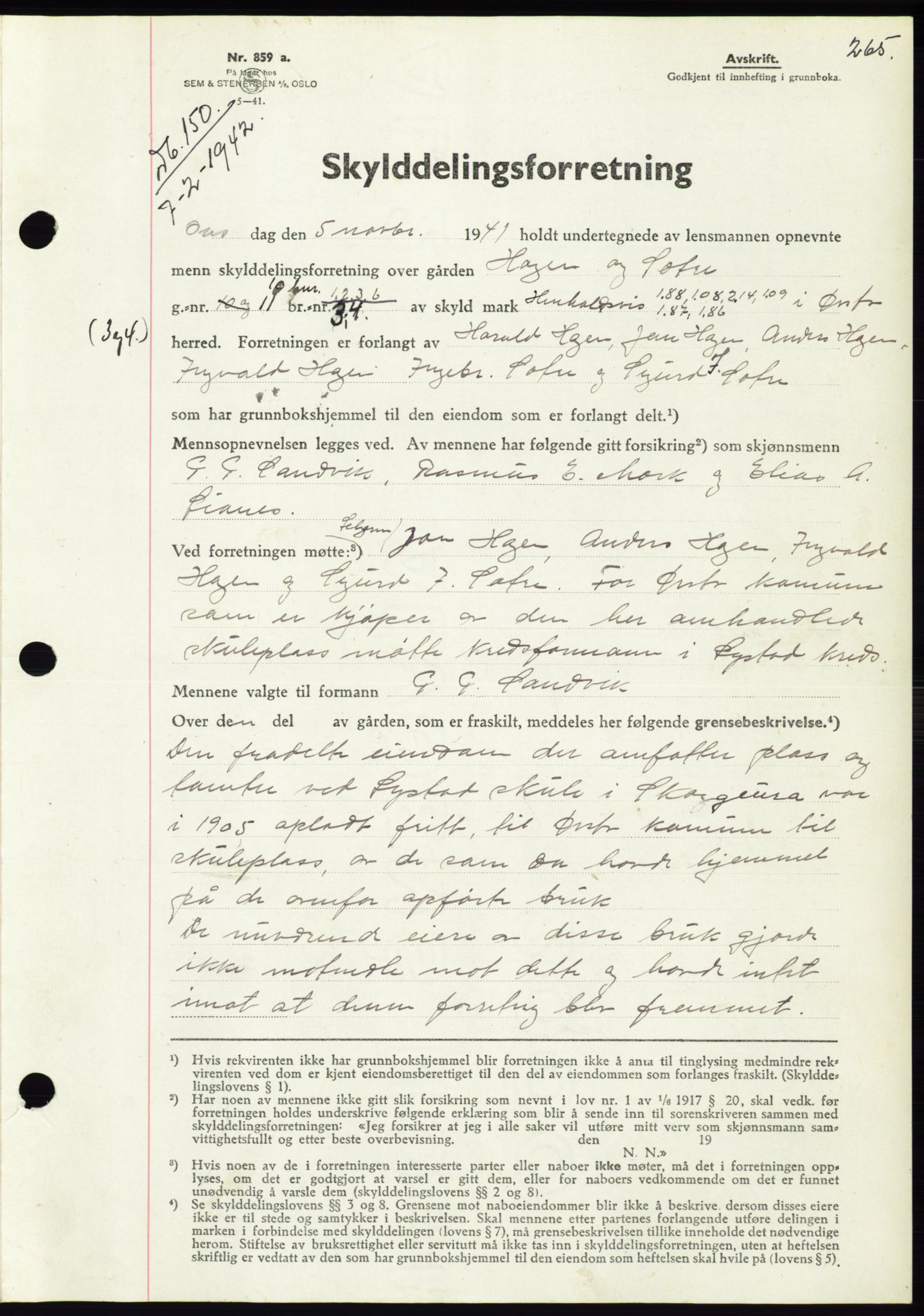 Søre Sunnmøre sorenskriveri, SAT/A-4122/1/2/2C/L0073: Mortgage book no. 67, 1941-1942, Diary no: : 150/1942