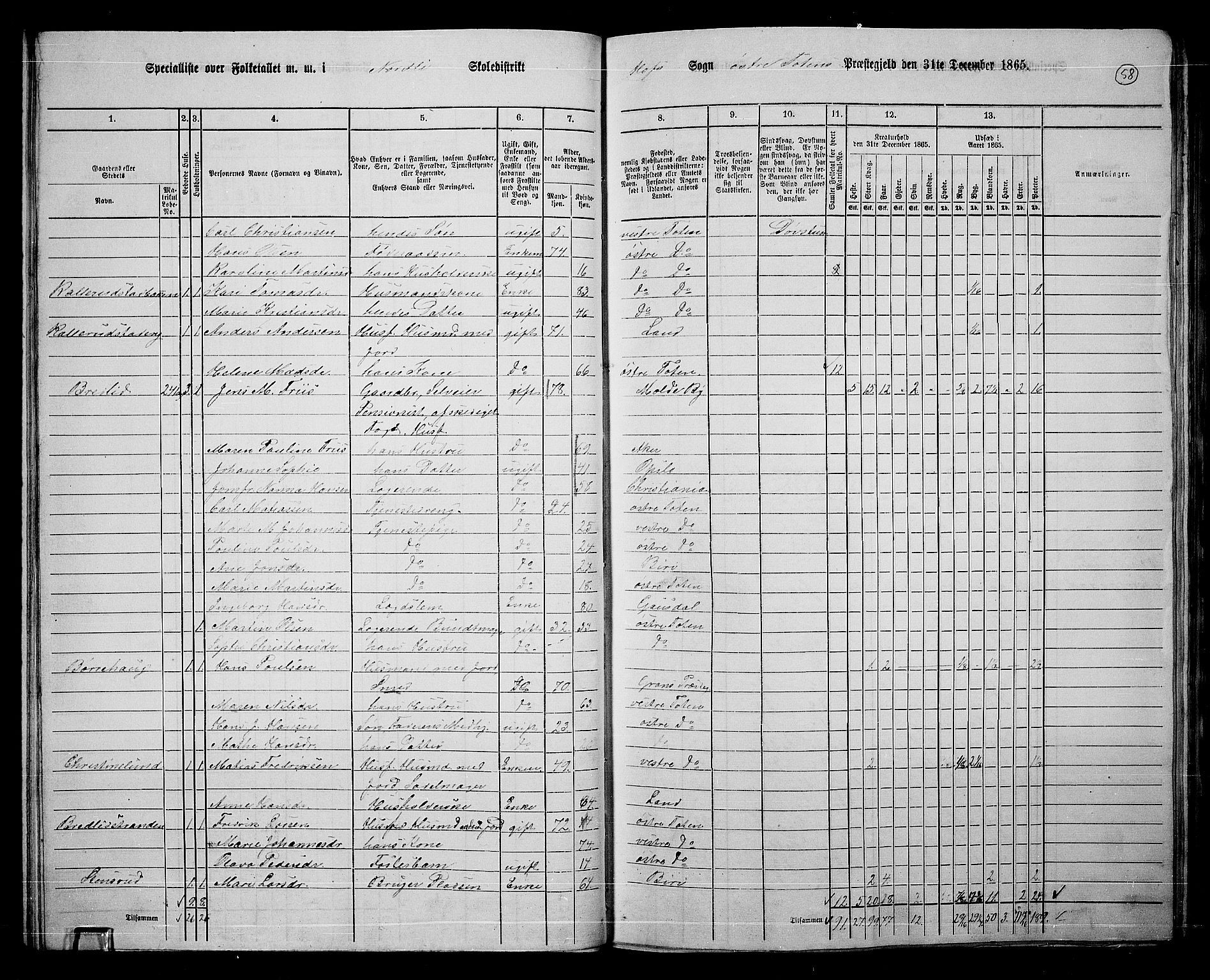 RA, 1865 census for Østre Toten, 1865, p. 183