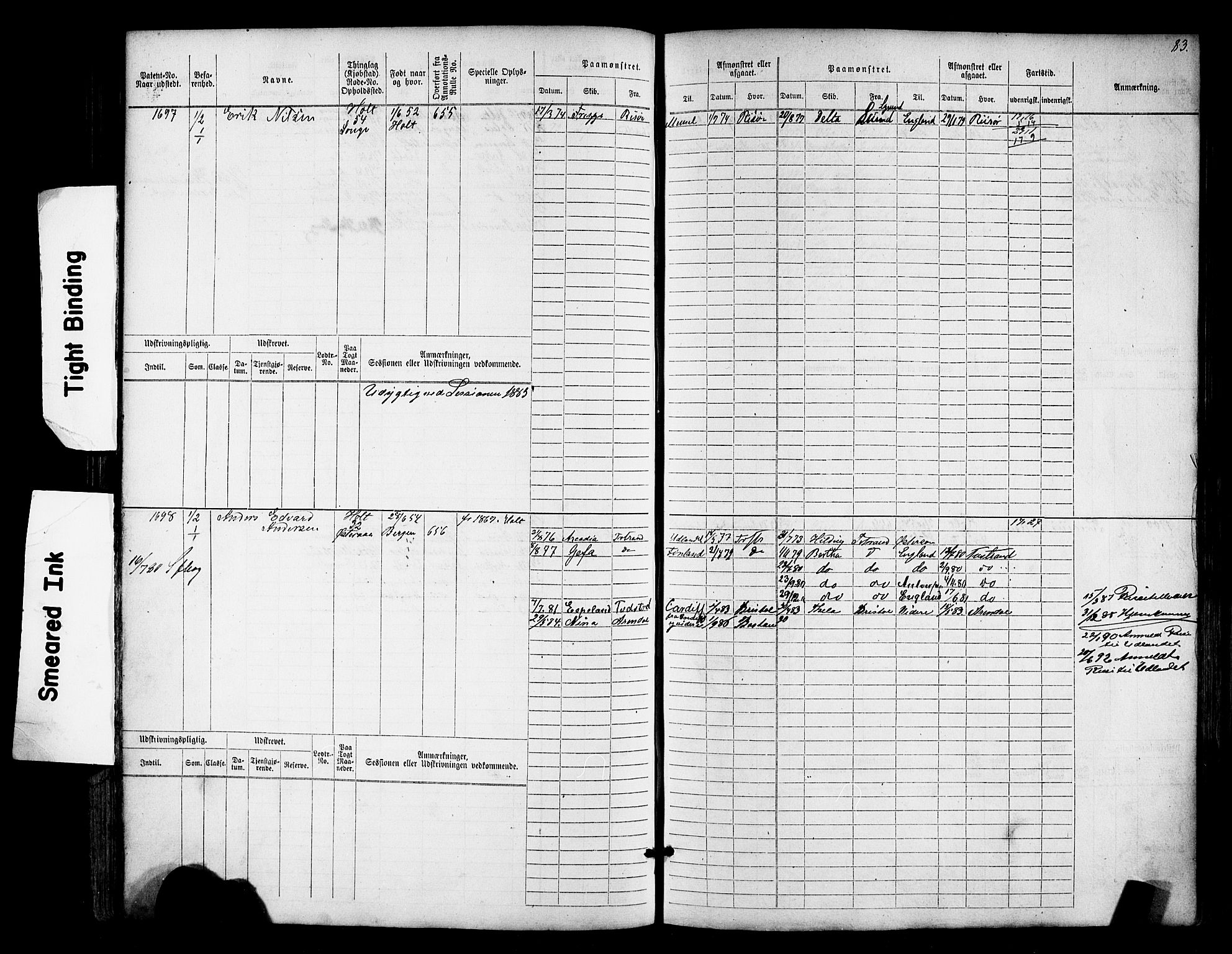 Tvedestrand mønstringskrets, AV/SAK-2031-0011/F/Fb/L0017: Hovedrulle nr 1533-2288, U-33, 1874-1882, p. 87