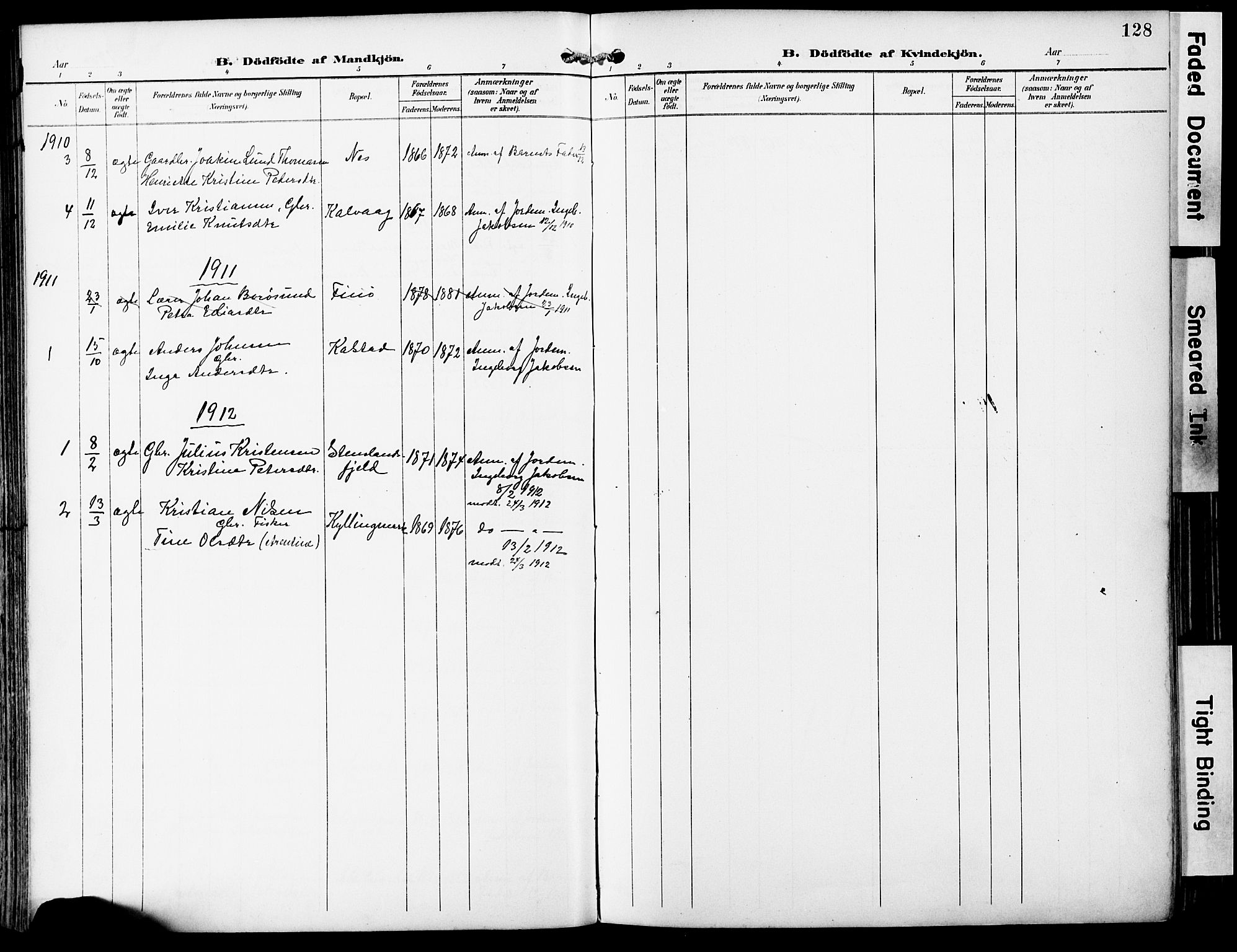 Ministerialprotokoller, klokkerbøker og fødselsregistre - Nordland, AV/SAT-A-1459/859/L0848: Parish register (official) no. 859A08, 1900-1912, p. 128