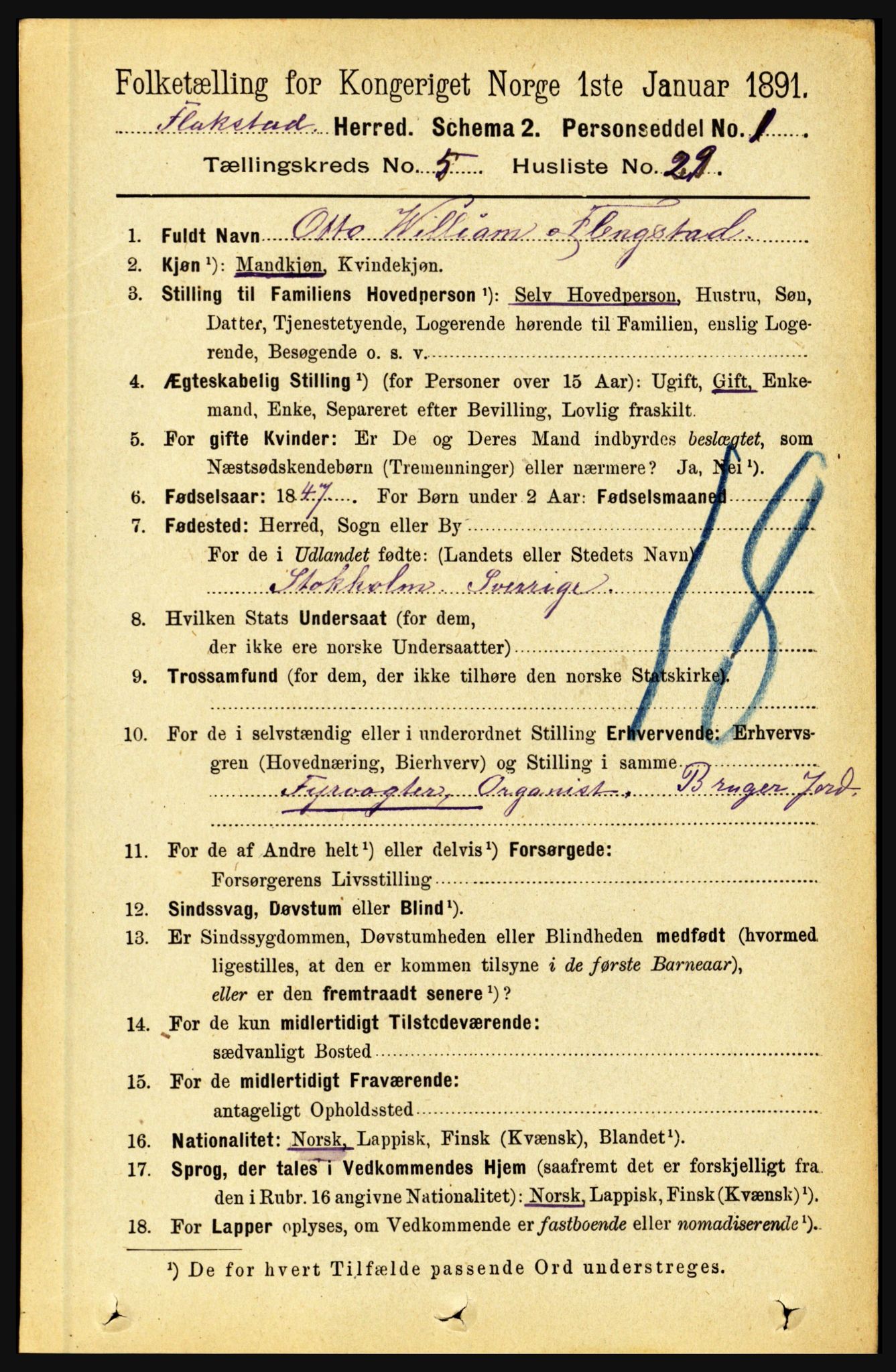 RA, 1891 census for 1859 Flakstad, 1891, p. 2662