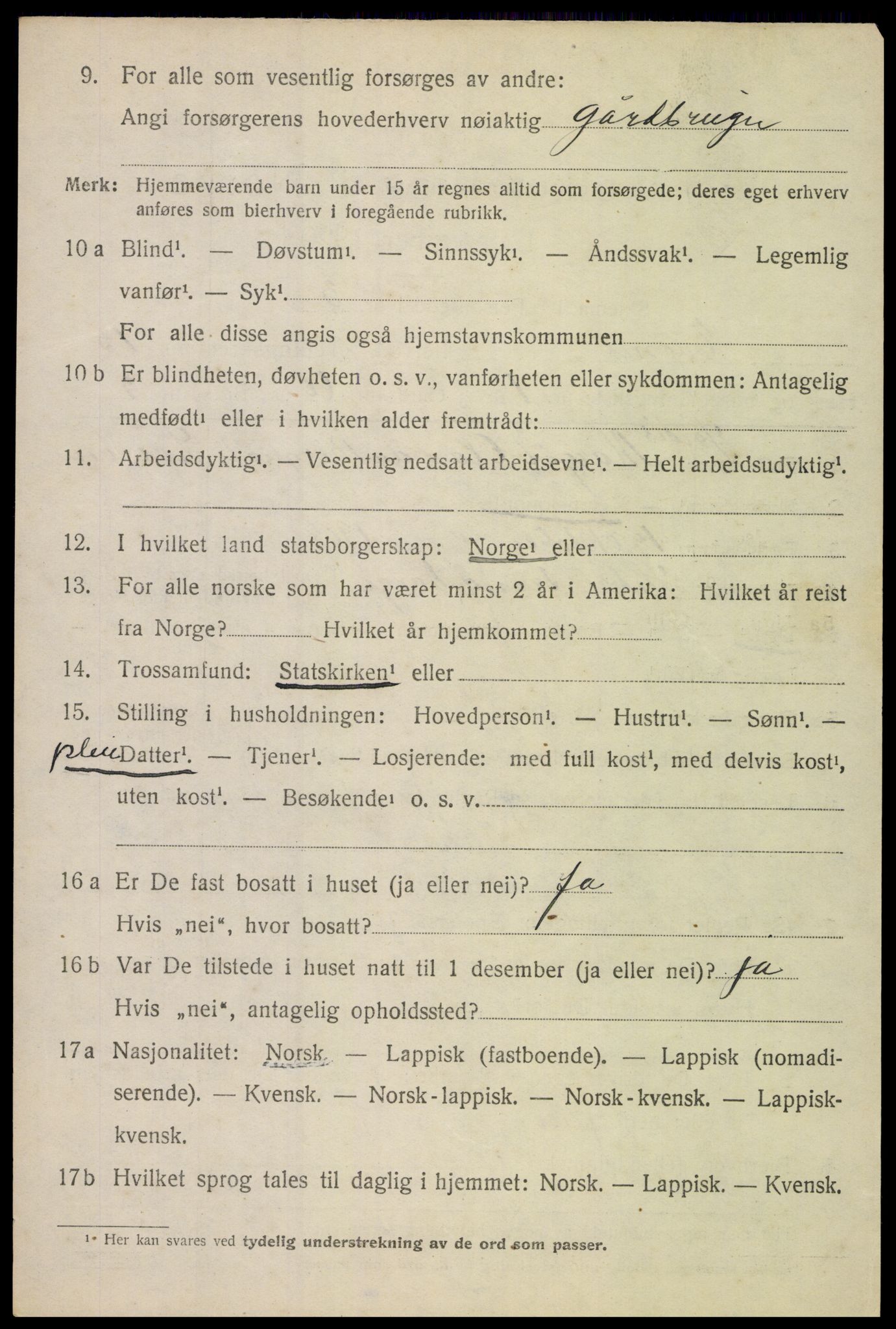 SAT, 1920 census for Evenes, 1920, p. 11899