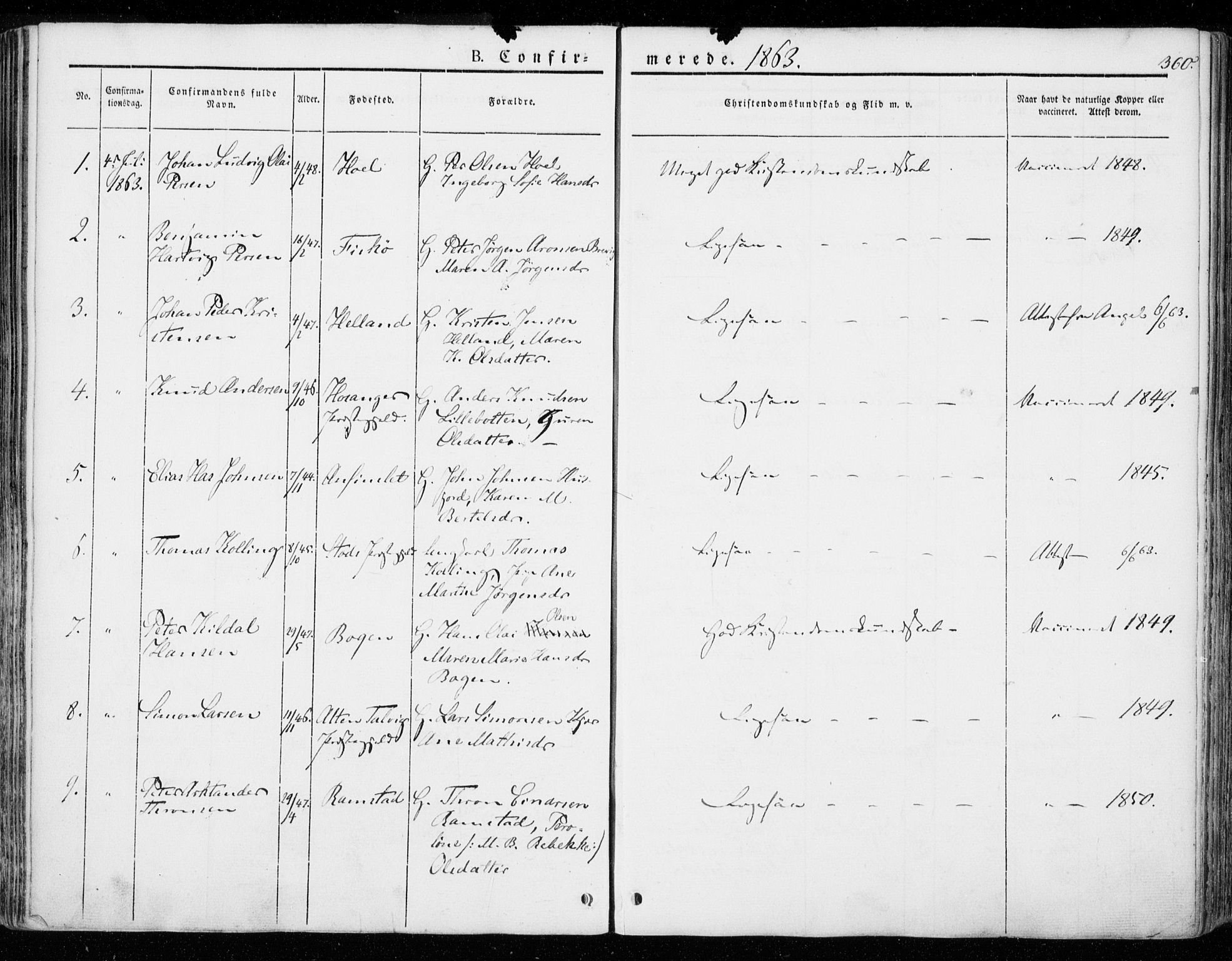 Ministerialprotokoller, klokkerbøker og fødselsregistre - Nordland, SAT/A-1459/872/L1033: Parish register (official) no. 872A08, 1840-1863, p. 360