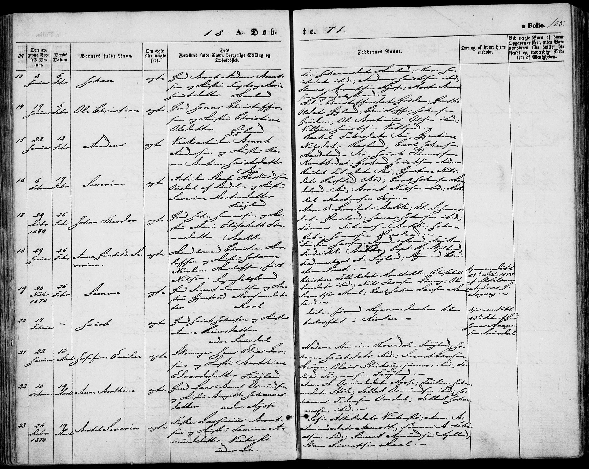 Sokndal sokneprestkontor, AV/SAST-A-101808: Parish register (official) no. A 9, 1857-1874, p. 125