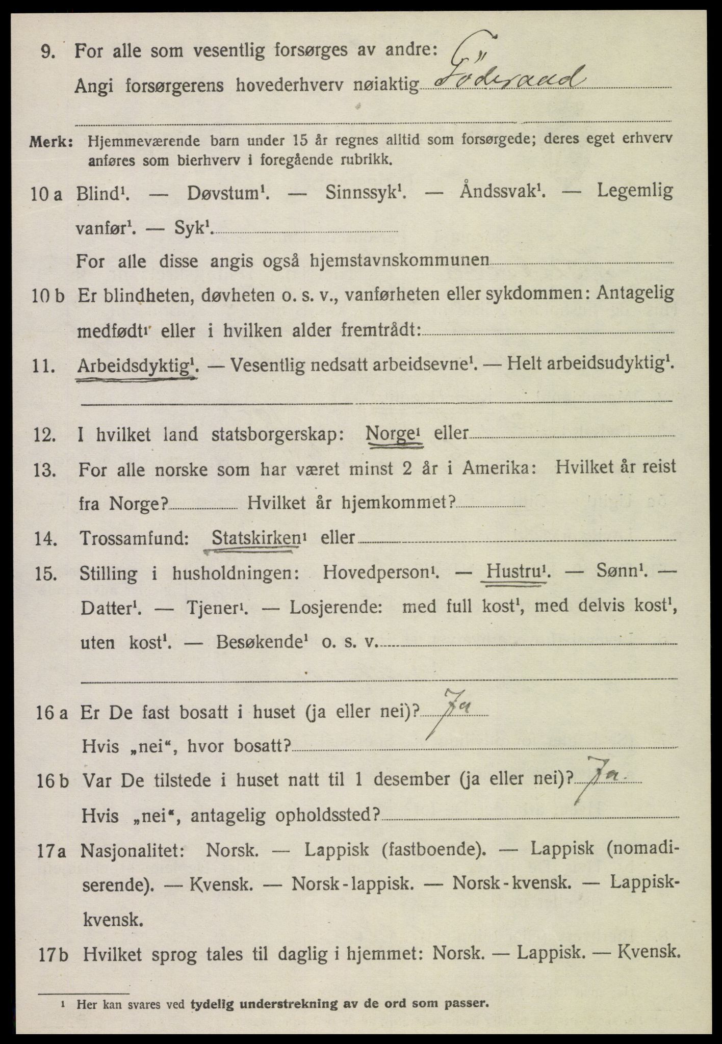 SAT, 1920 census for Beitstad, 1920, p. 4106