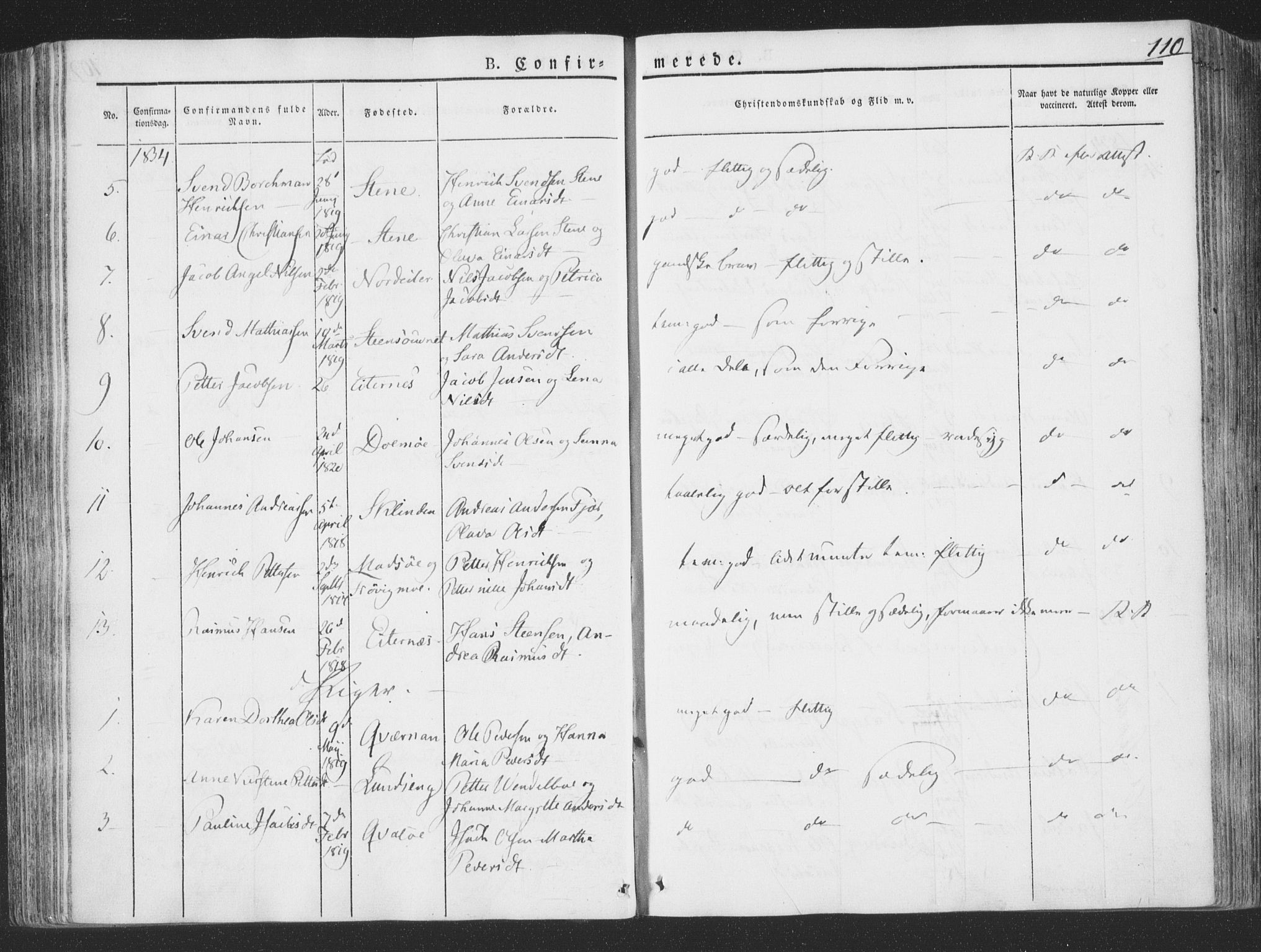 Ministerialprotokoller, klokkerbøker og fødselsregistre - Nord-Trøndelag, SAT/A-1458/780/L0639: Parish register (official) no. 780A04, 1830-1844, p. 110