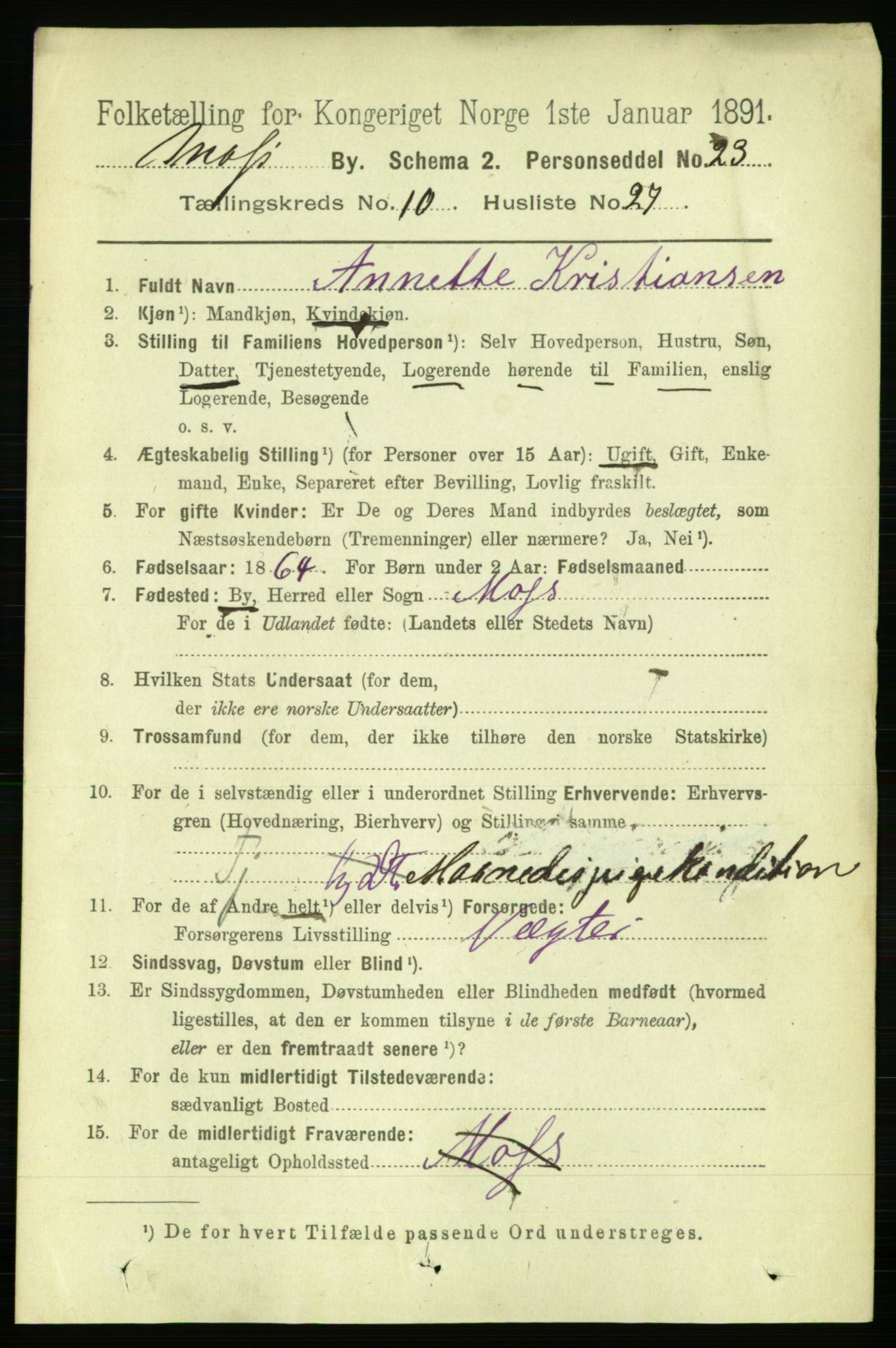 RA, 1891 census for 0104 Moss, 1891, p. 6012