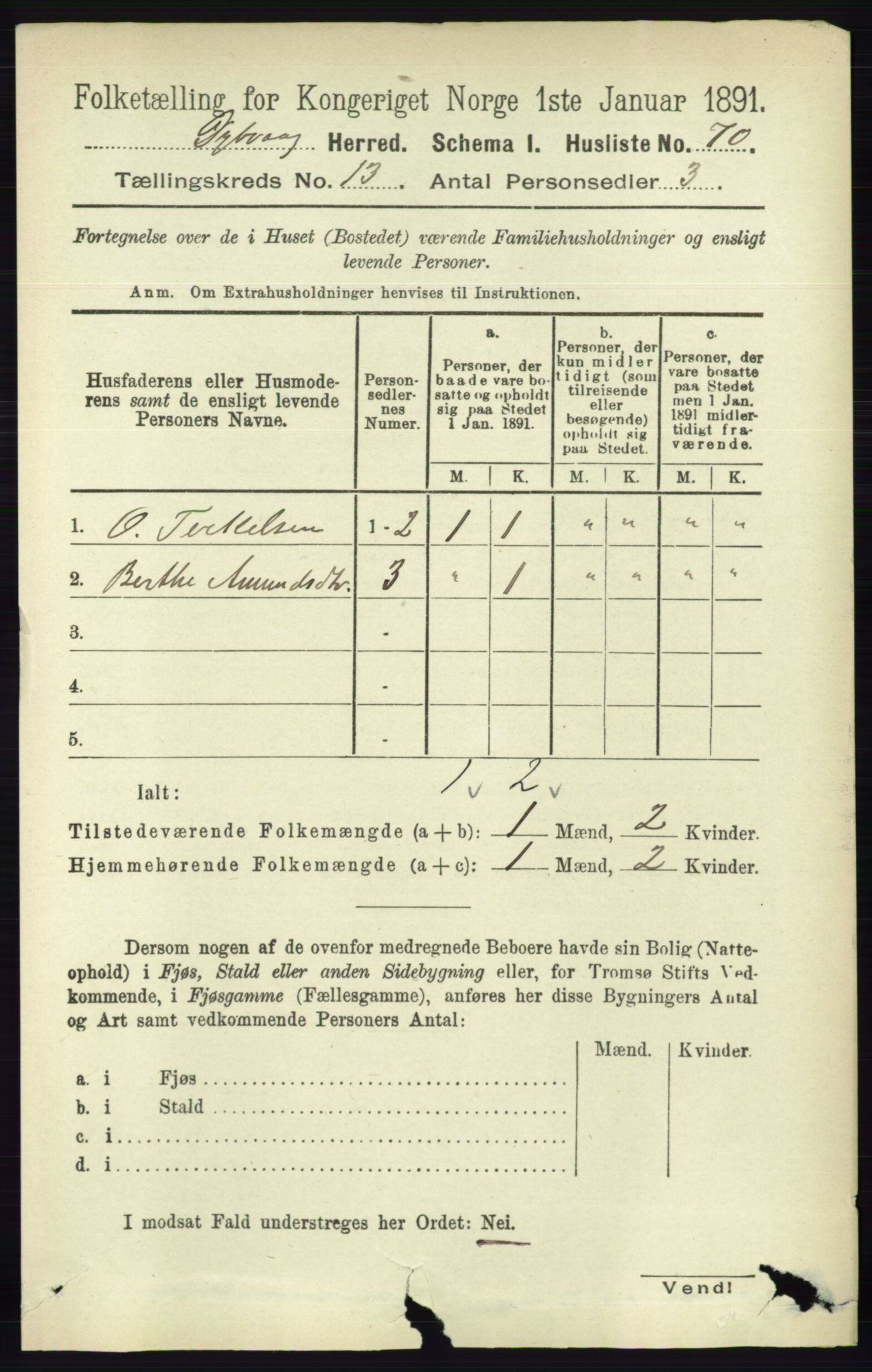 RA, 1891 census for 0915 Dypvåg, 1891, p. 5296