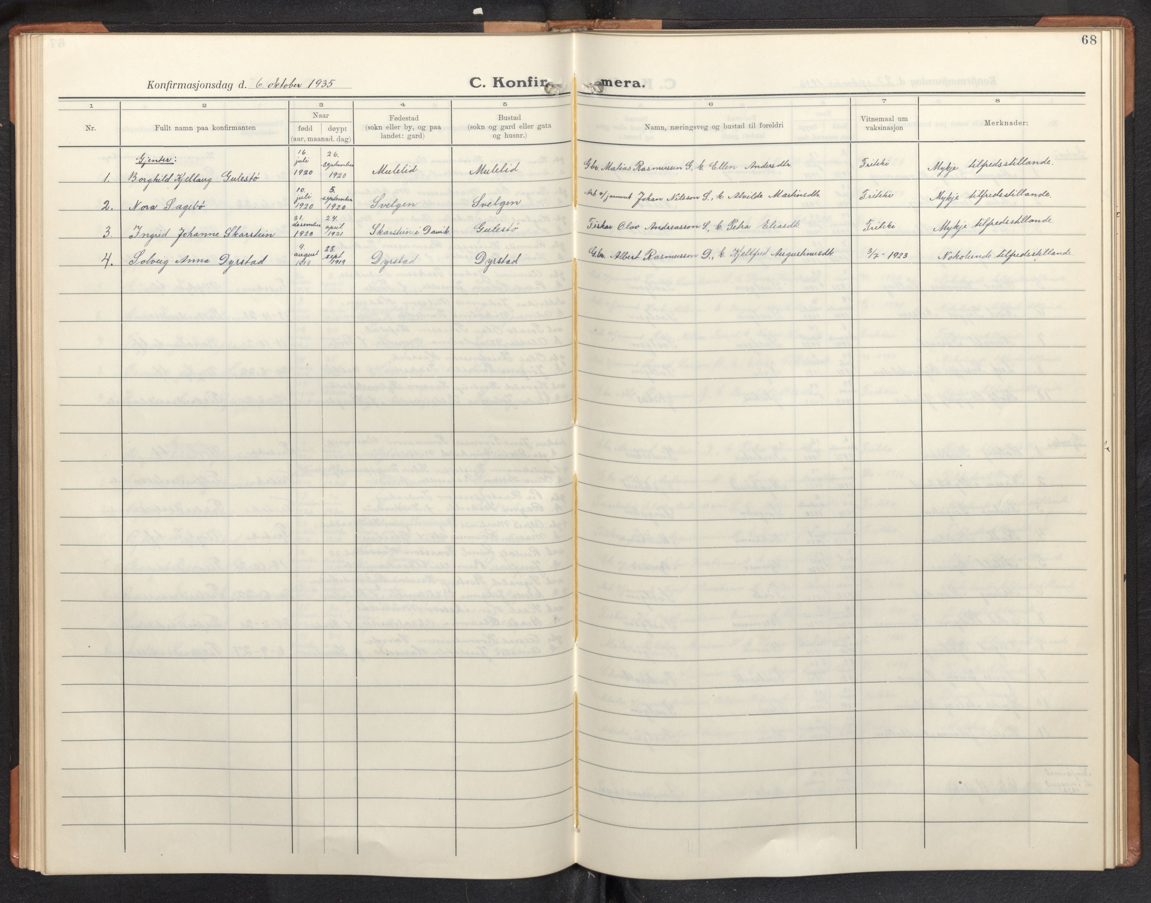 Davik sokneprestembete, SAB/A-79701/H/Hab/Habb/L0002: Parish register (copy) no. B 2, 1929-1951, p. 67b-68a