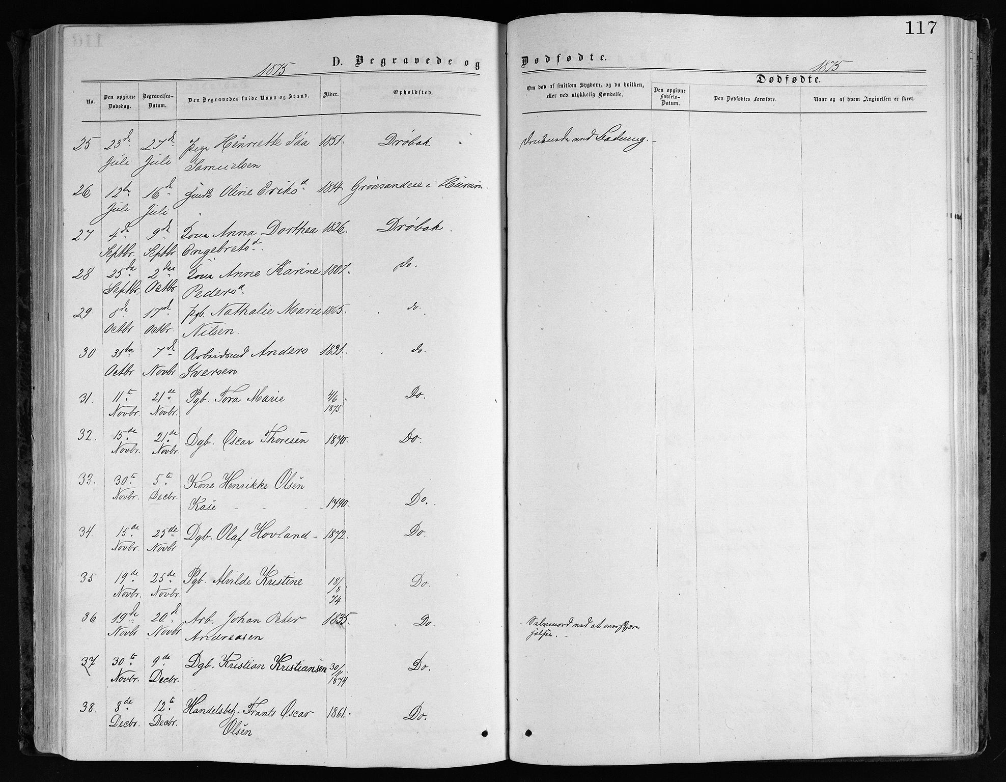 Drøbak prestekontor Kirkebøker, SAO/A-10142a/F/Fa/L0003: Parish register (official) no. I 3, 1871-1877, p. 117