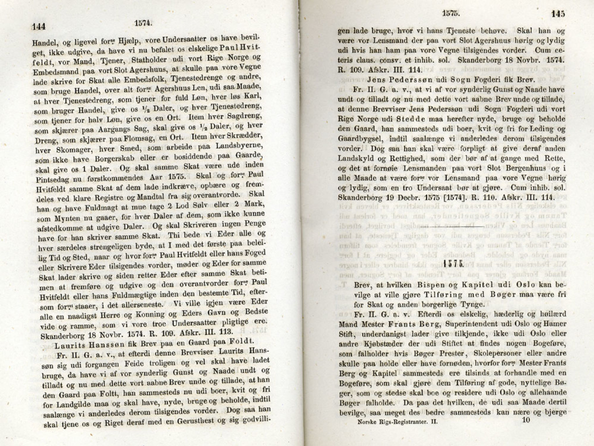 Publikasjoner utgitt av Det Norske Historiske Kildeskriftfond, PUBL/-/-/-: Norske Rigs-Registranter, bind 2, 1572-1588, p. 144-145