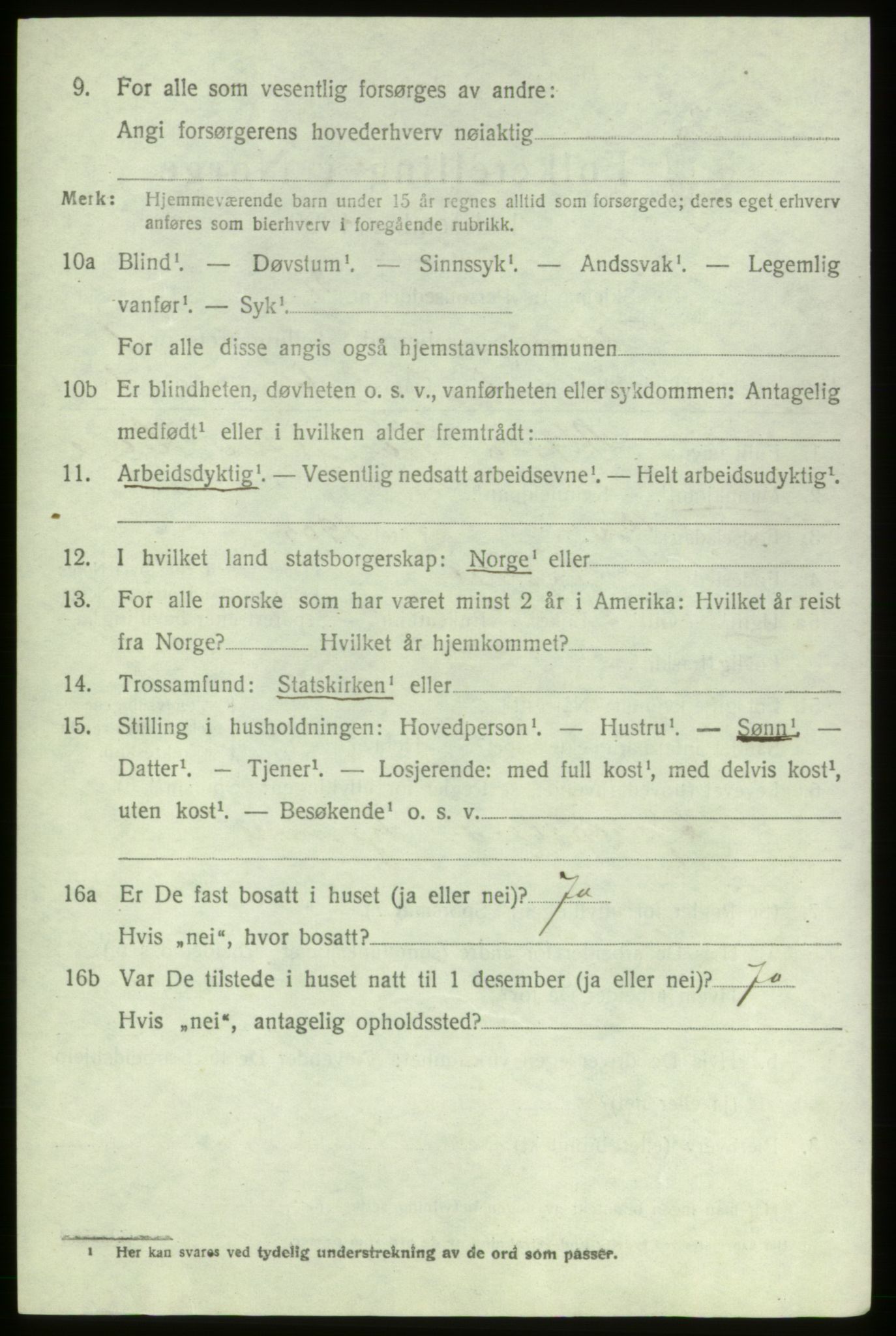 SAB, 1920 census for Stord, 1920, p. 1238