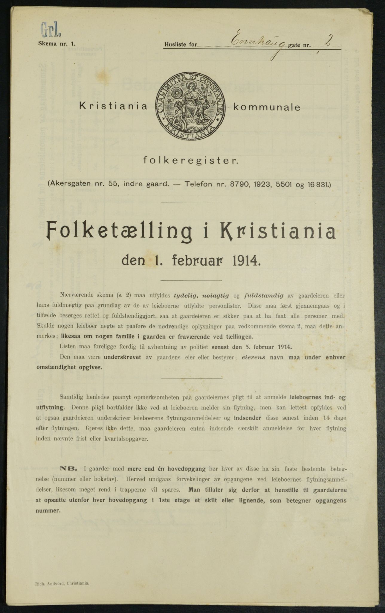 OBA, Municipal Census 1914 for Kristiania, 1914, p. 21671