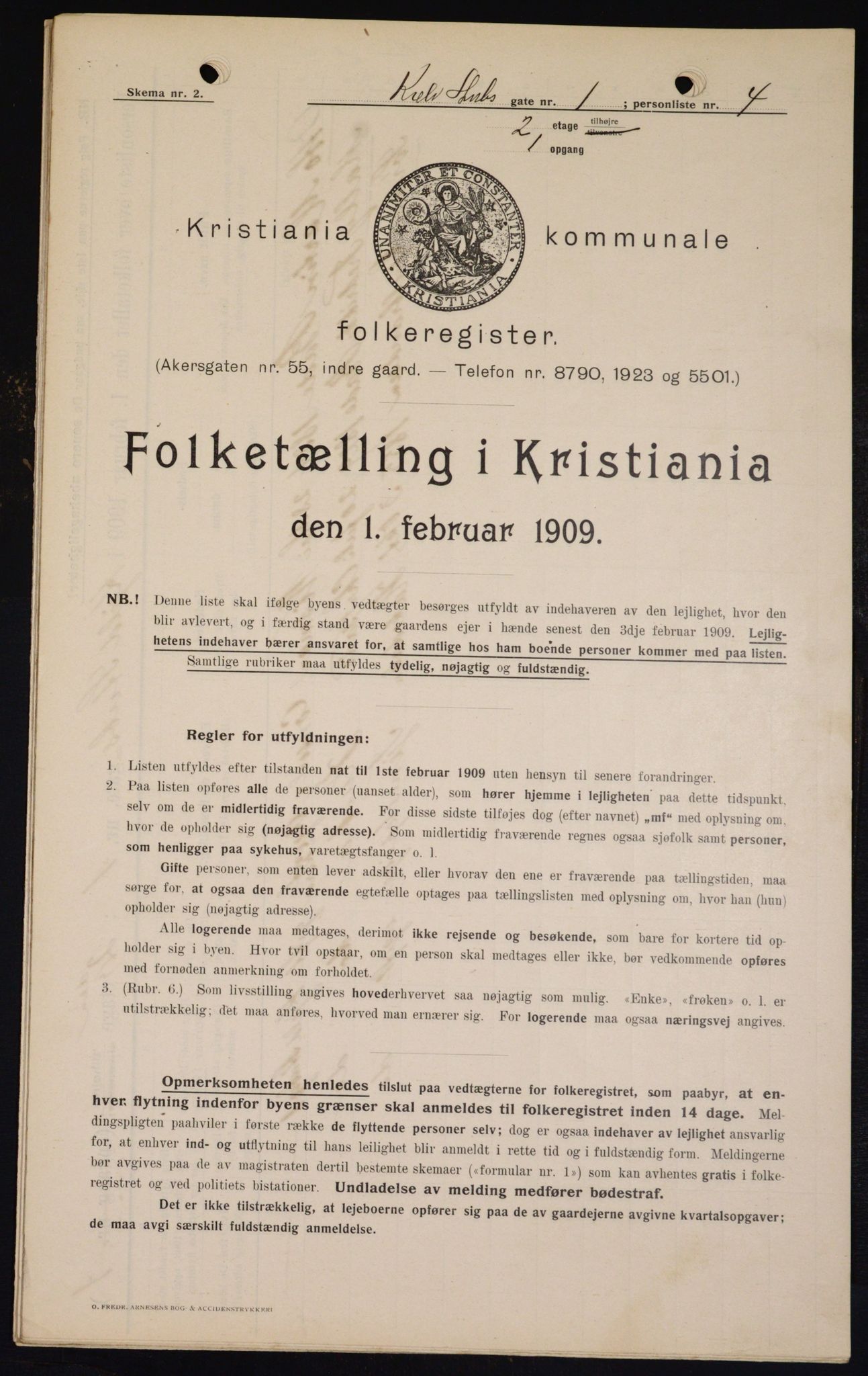 OBA, Municipal Census 1909 for Kristiania, 1909, p. 46921