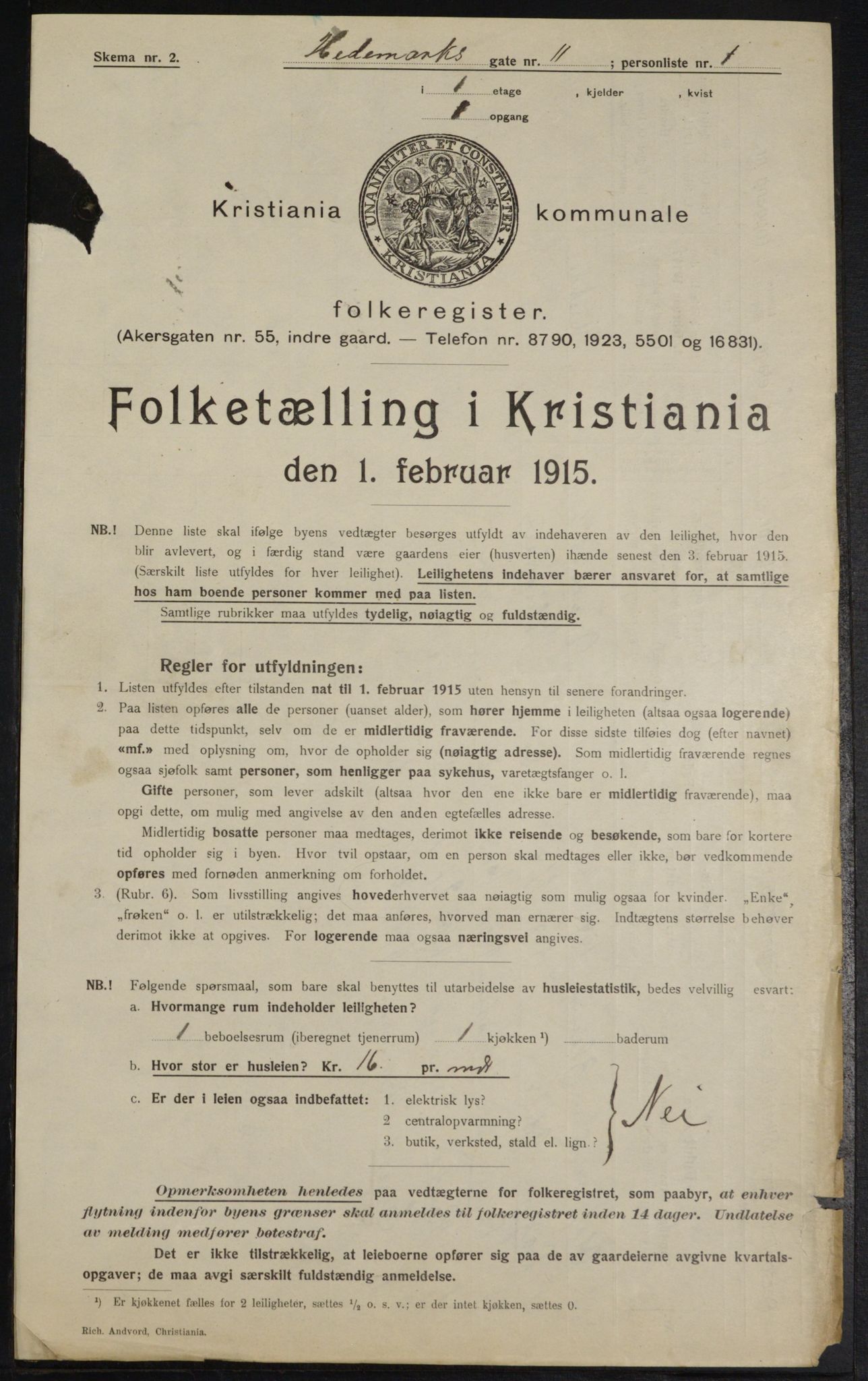 OBA, Municipal Census 1915 for Kristiania, 1915, p. 35542