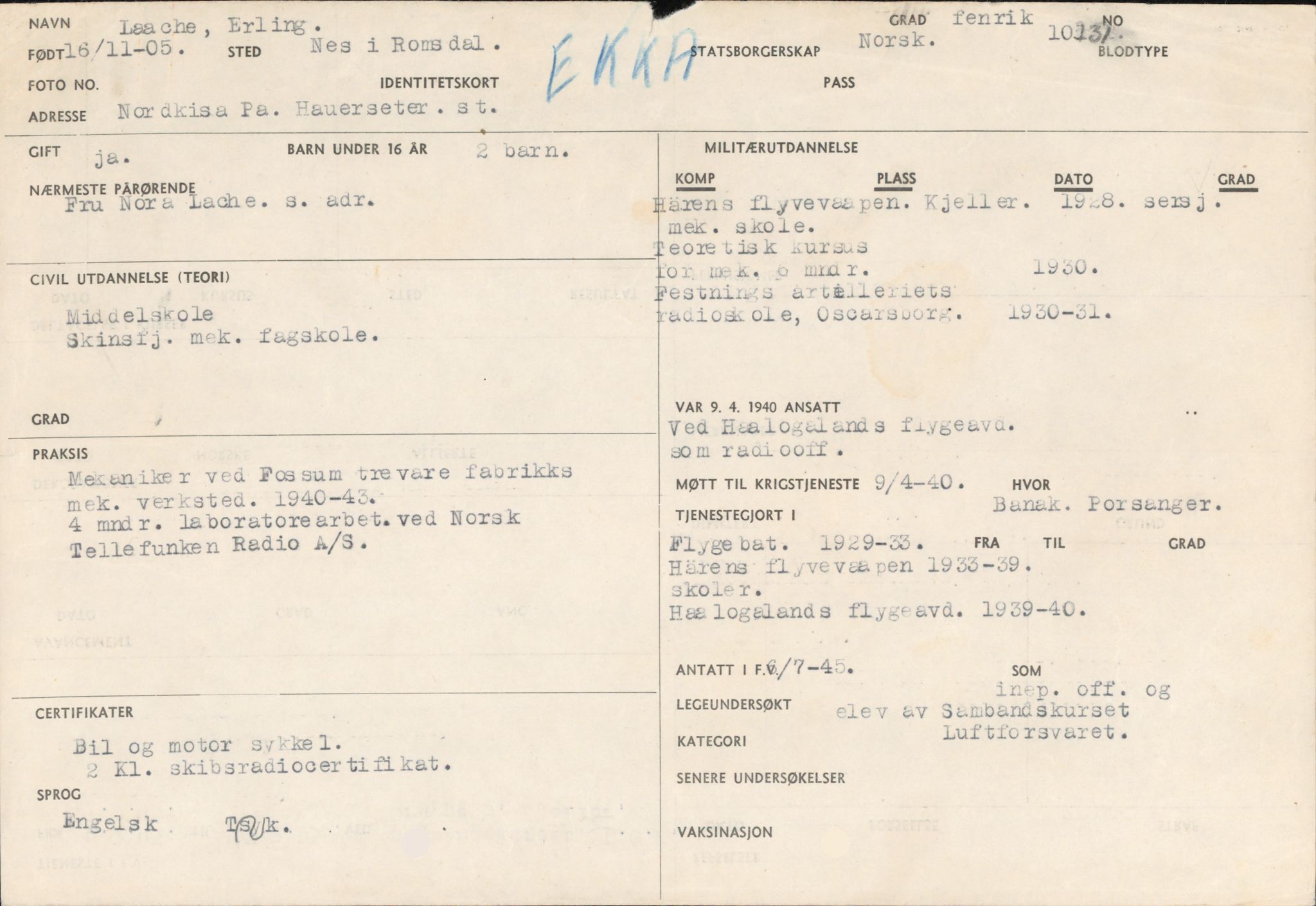 Forsvaret, Forsvarets overkommando/Luftforsvarsstaben, AV/RA-RAFA-4079/P/Pa/L0013: Personellmapper, 1905, p. 379