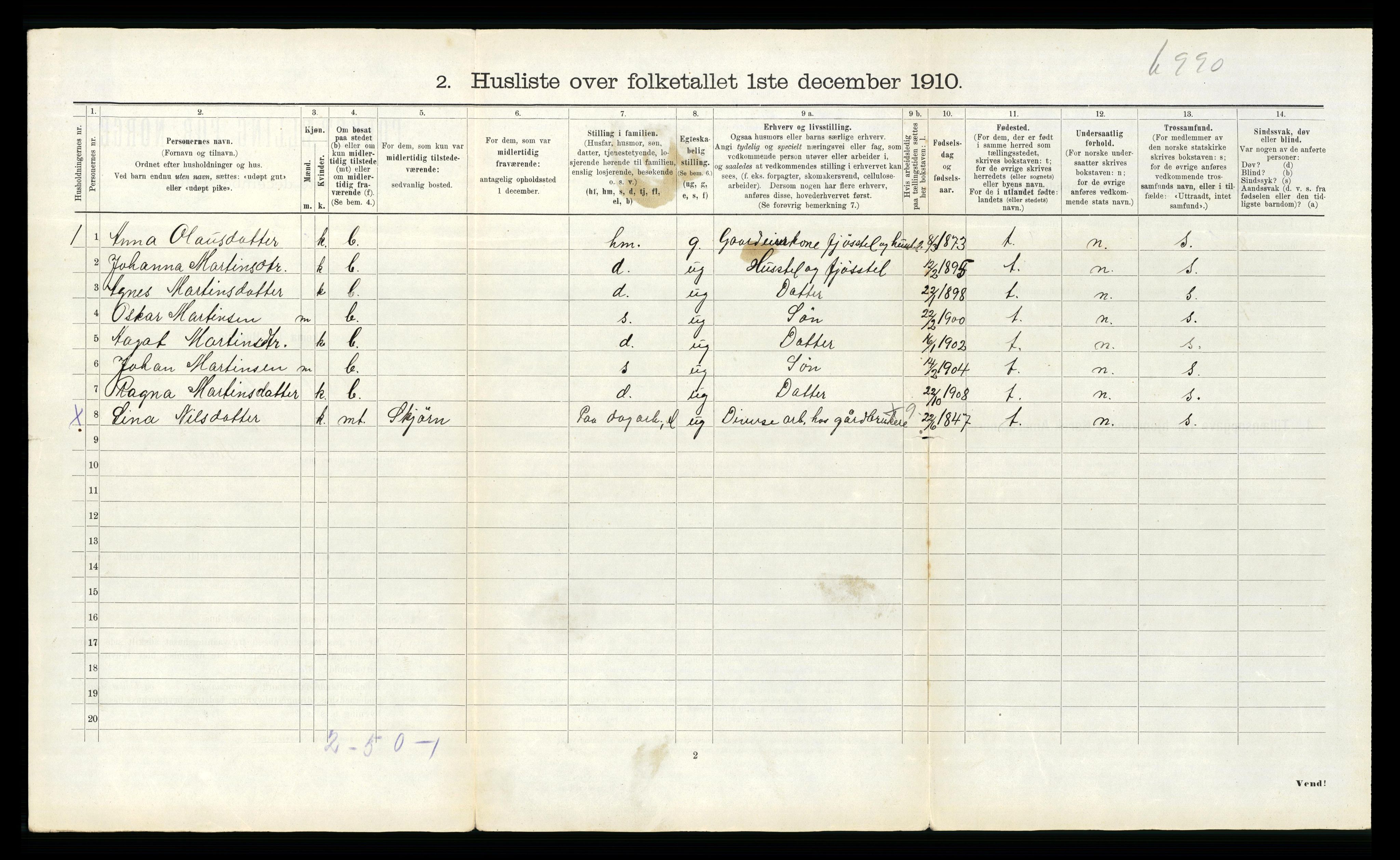 RA, 1910 census for Ørland, 1910, p. 1188