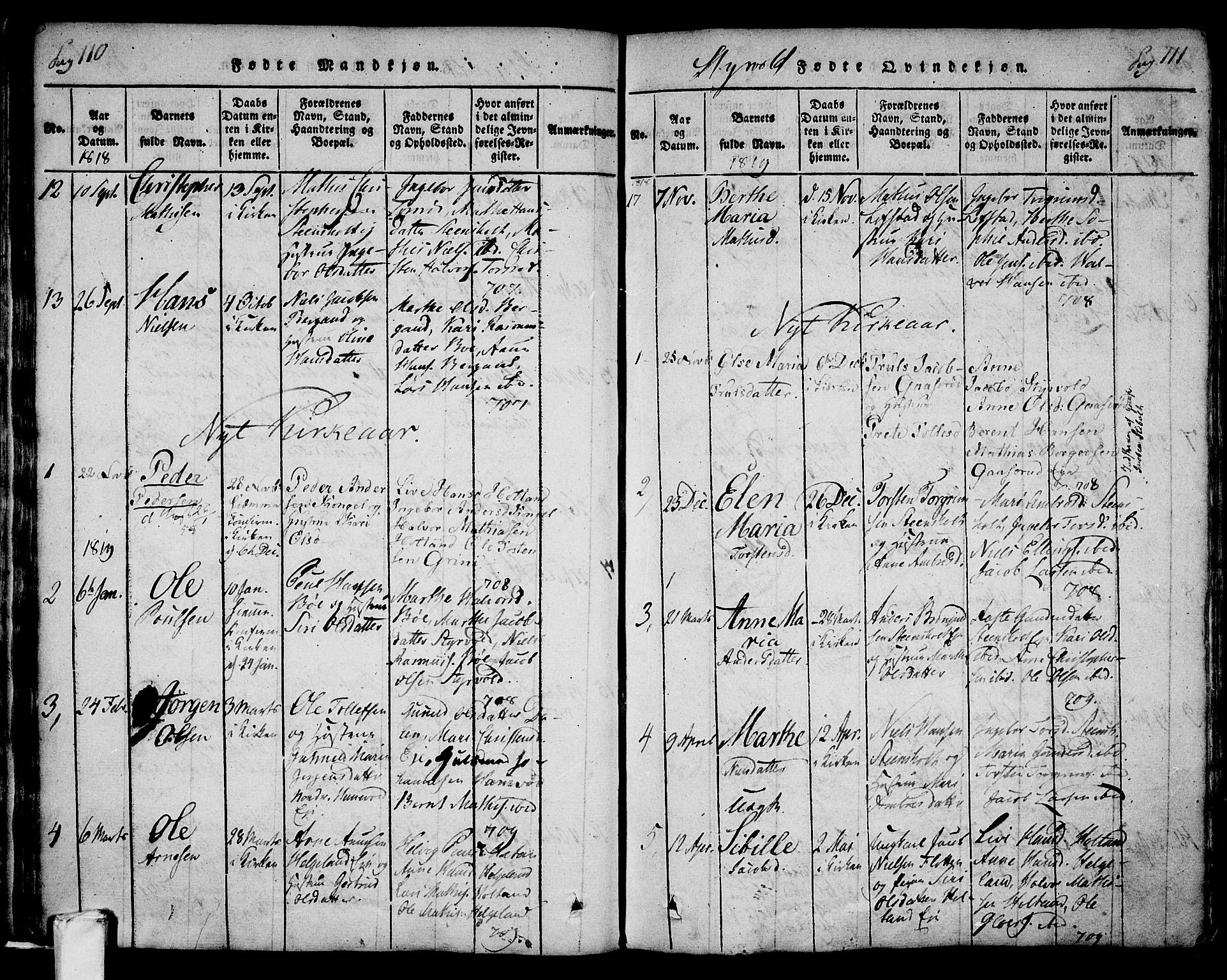 Lardal kirkebøker, AV/SAKO-A-350/F/Fa/L0005: Parish register (official) no. I 5, 1814-1835, p. 110-111