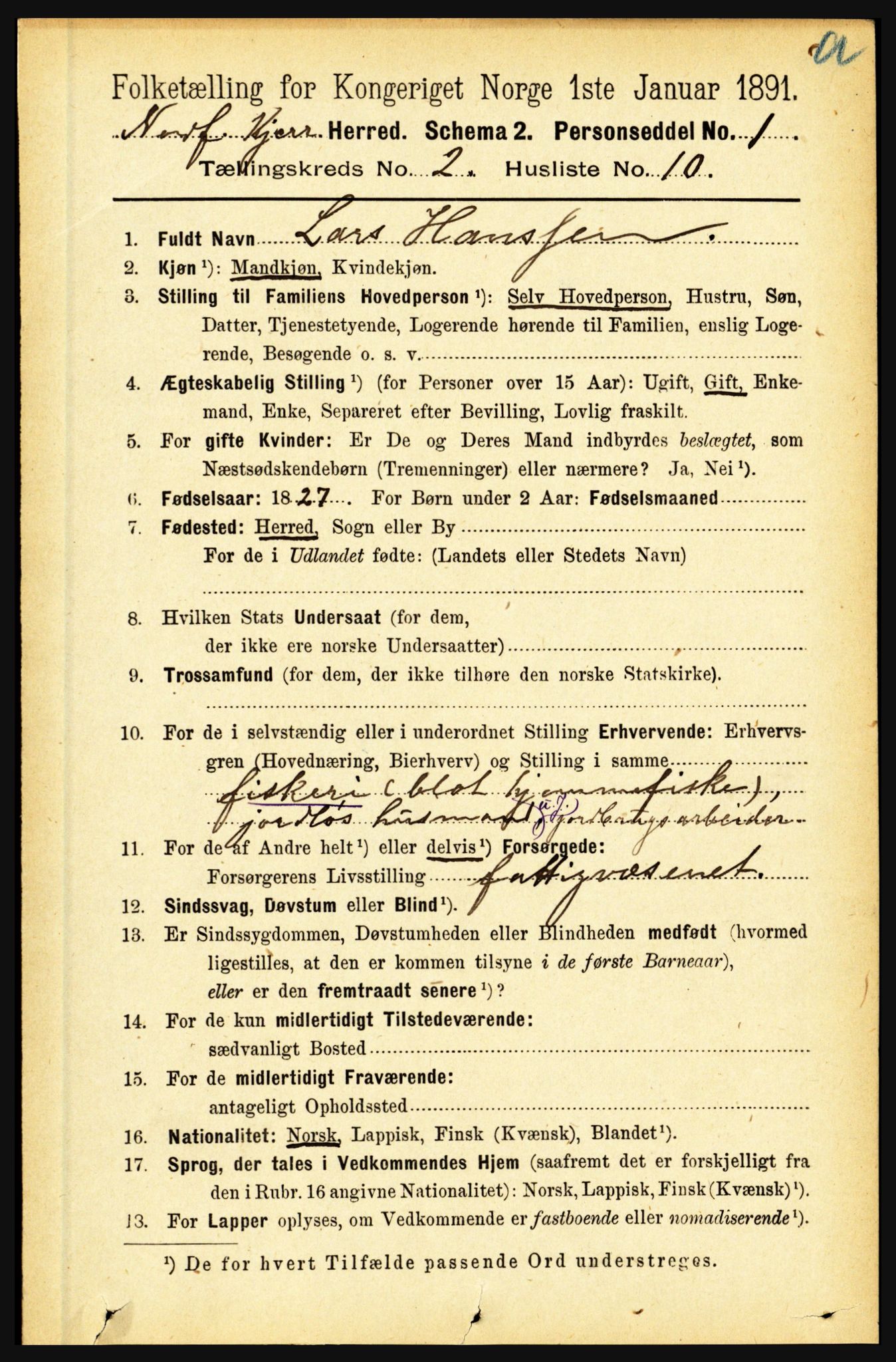 RA, 1891 census for 1846 Nordfold-Kjerringøy, 1891, p. 500