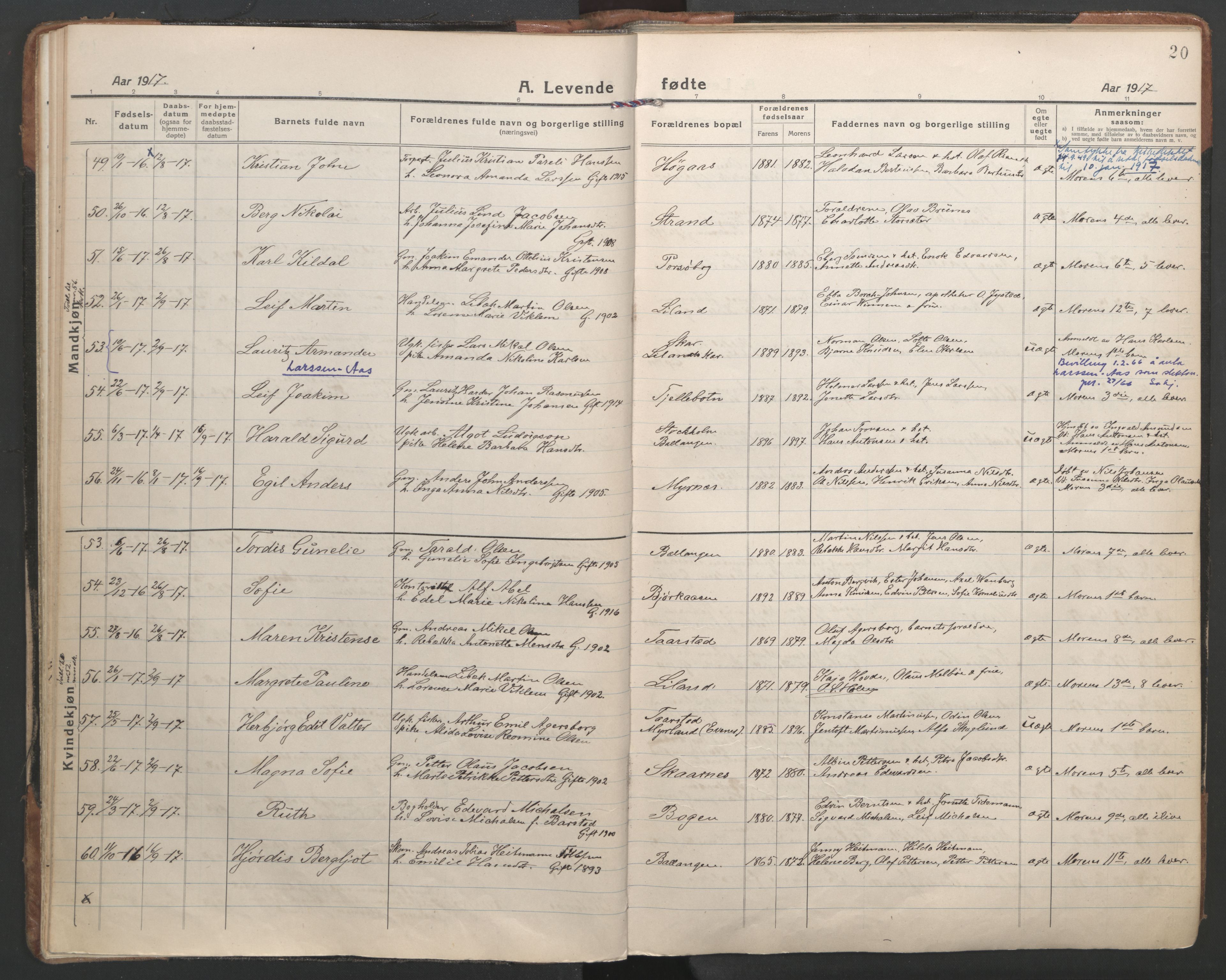 Ministerialprotokoller, klokkerbøker og fødselsregistre - Nordland, SAT/A-1459/863/L0904: Parish register (official) no. 863A16, 1915-1937, p. 20