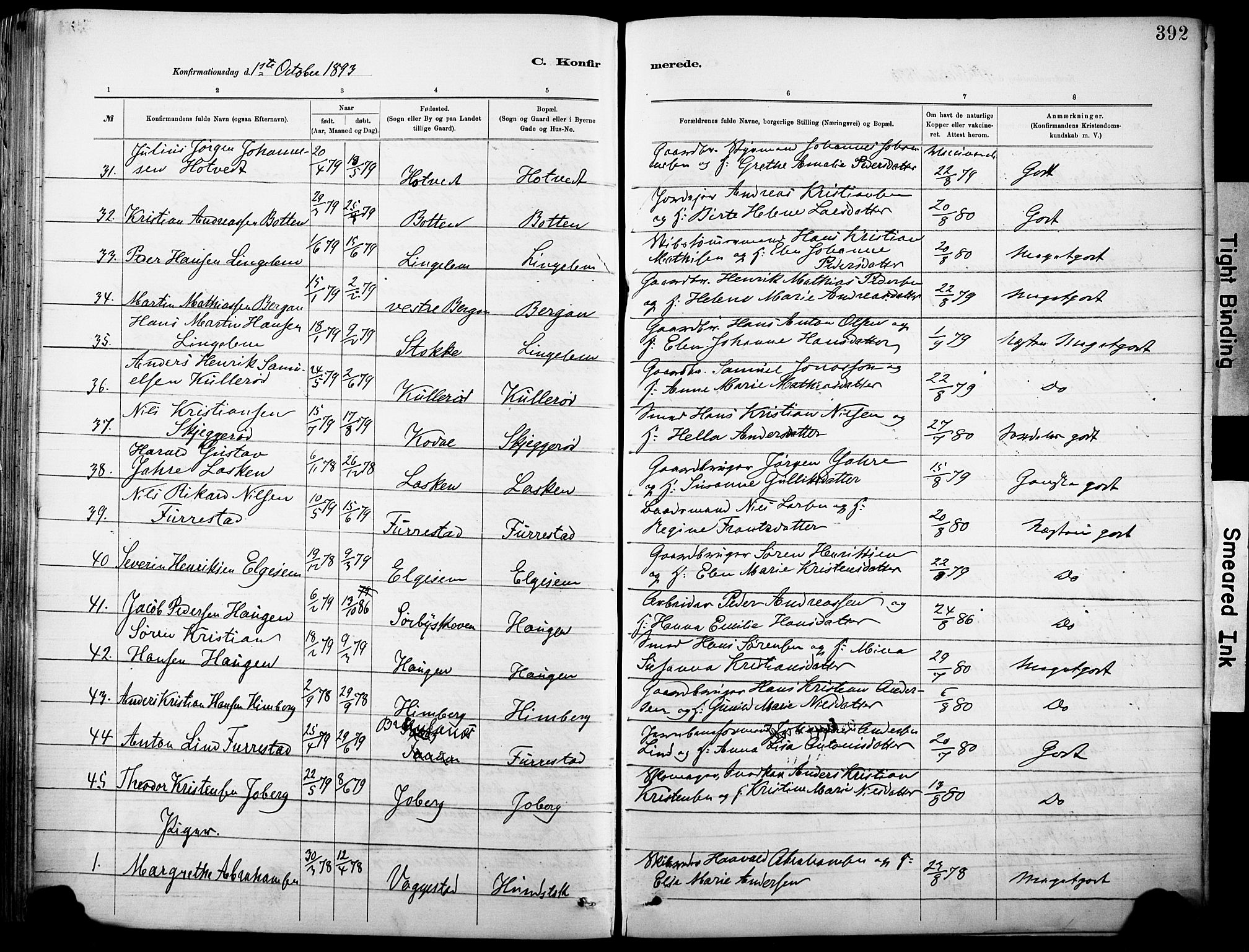 Sandar kirkebøker, AV/SAKO-A-243/F/Fa/L0012: Parish register (official) no. 12, 1883-1895, p. 392