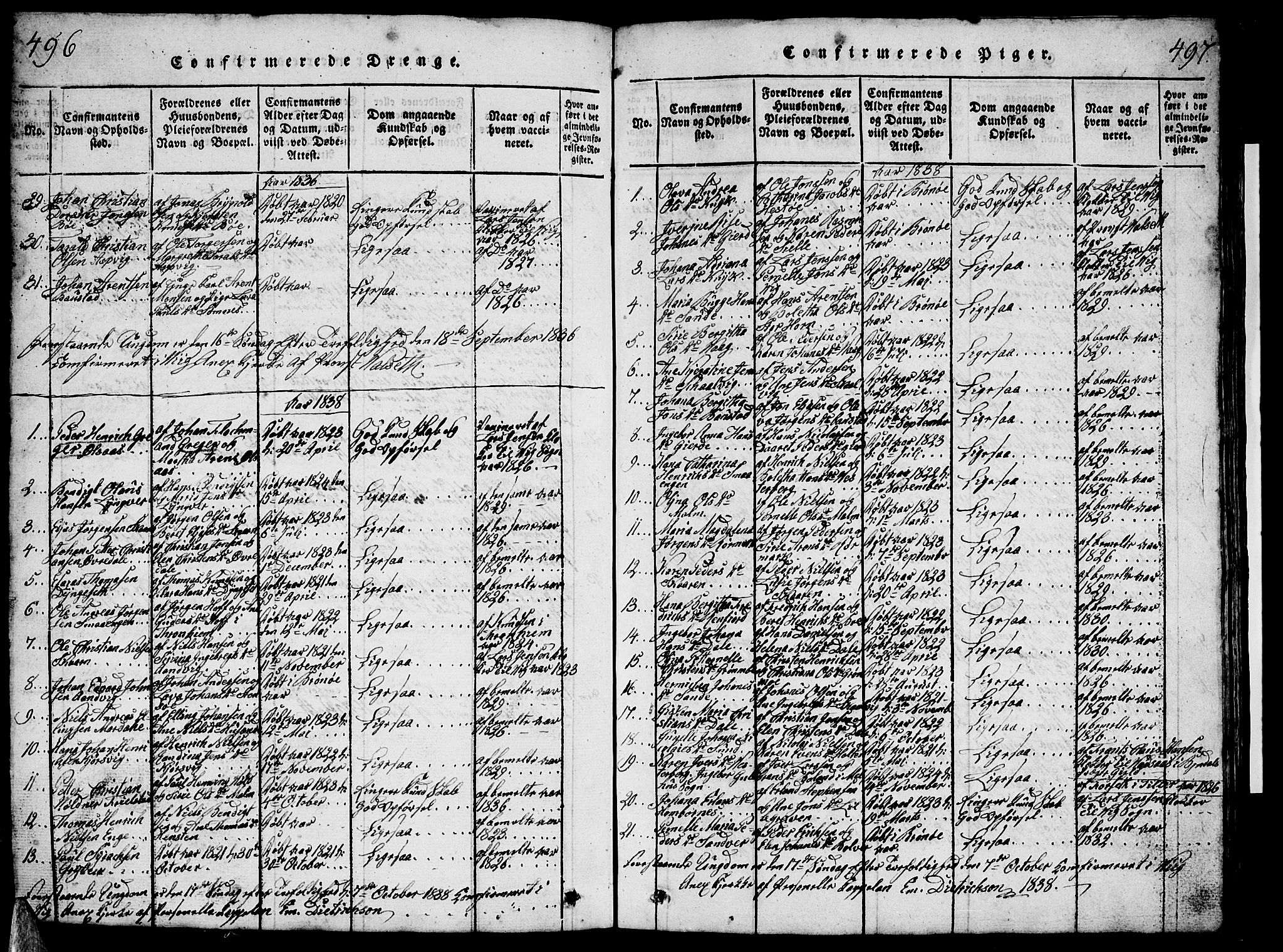 Ministerialprotokoller, klokkerbøker og fødselsregistre - Nordland, SAT/A-1459/812/L0186: Parish register (copy) no. 812C04, 1820-1849, p. 496-497