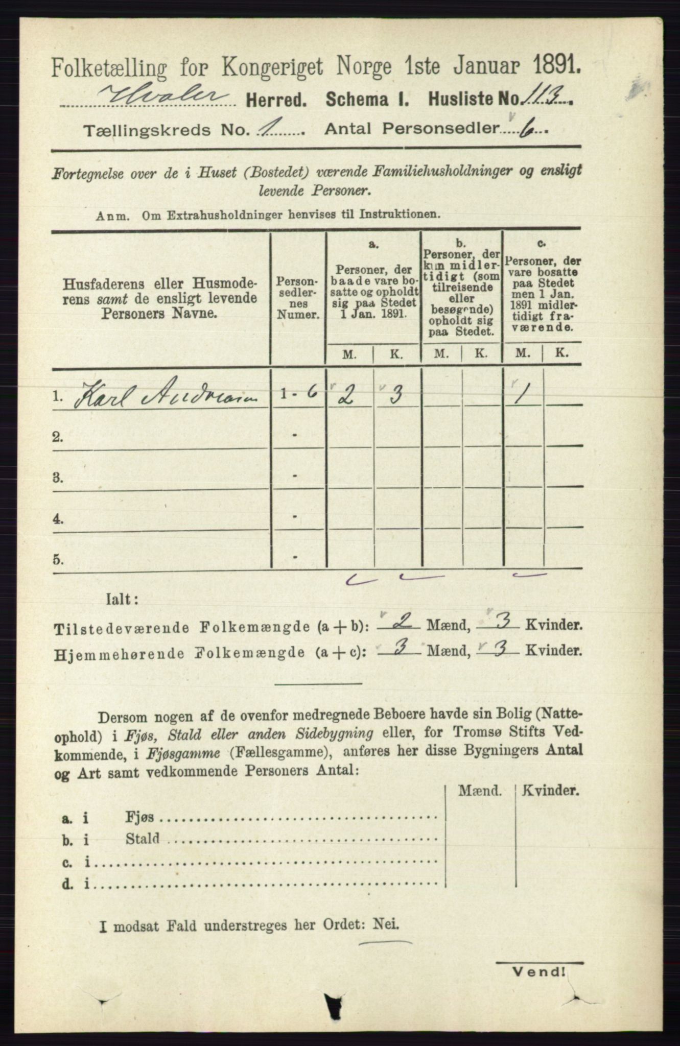 RA, 1891 census for 0111 Hvaler, 1891, p. 136