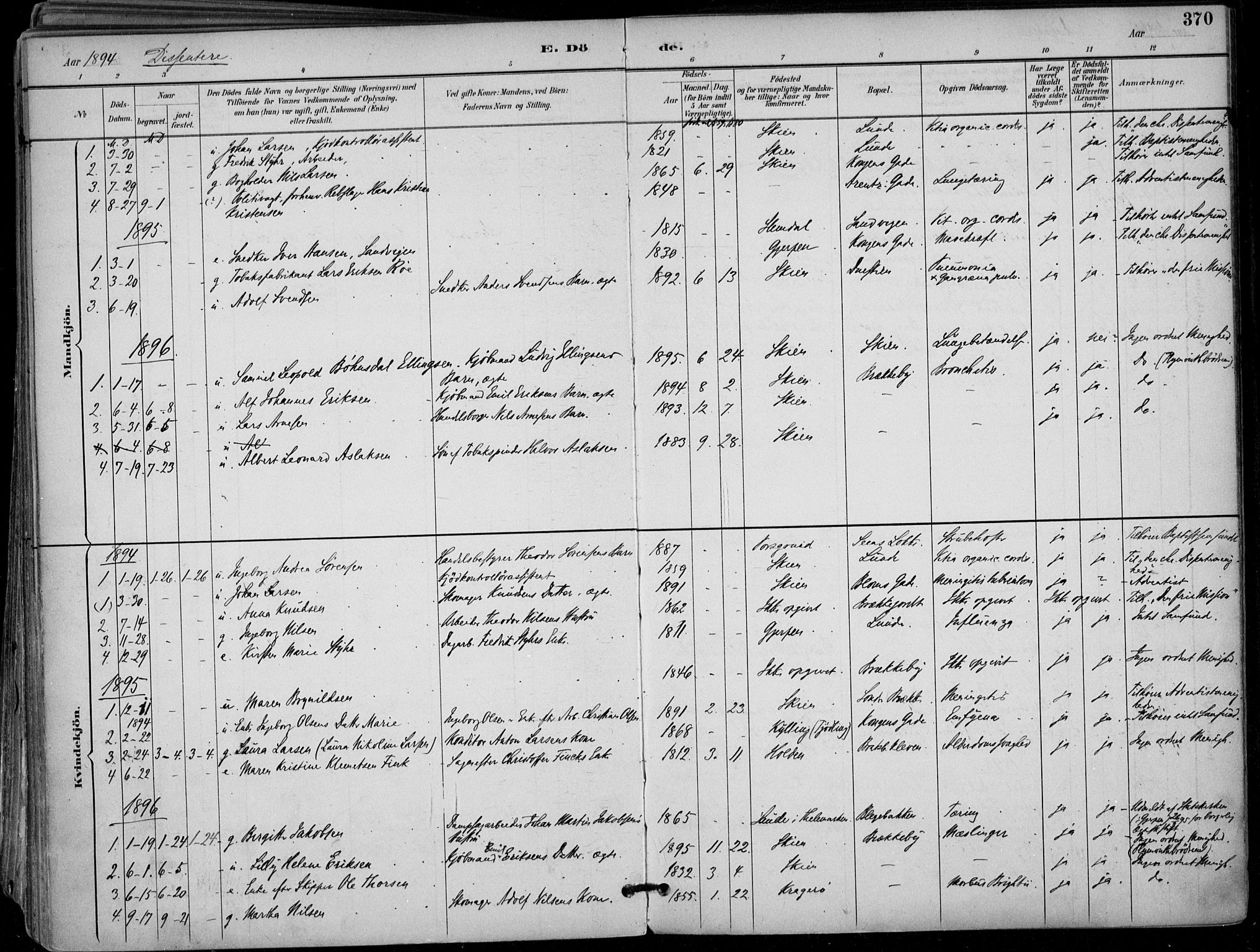 Skien kirkebøker, SAKO/A-302/F/Fa/L0010: Parish register (official) no. 10, 1891-1899, p. 370