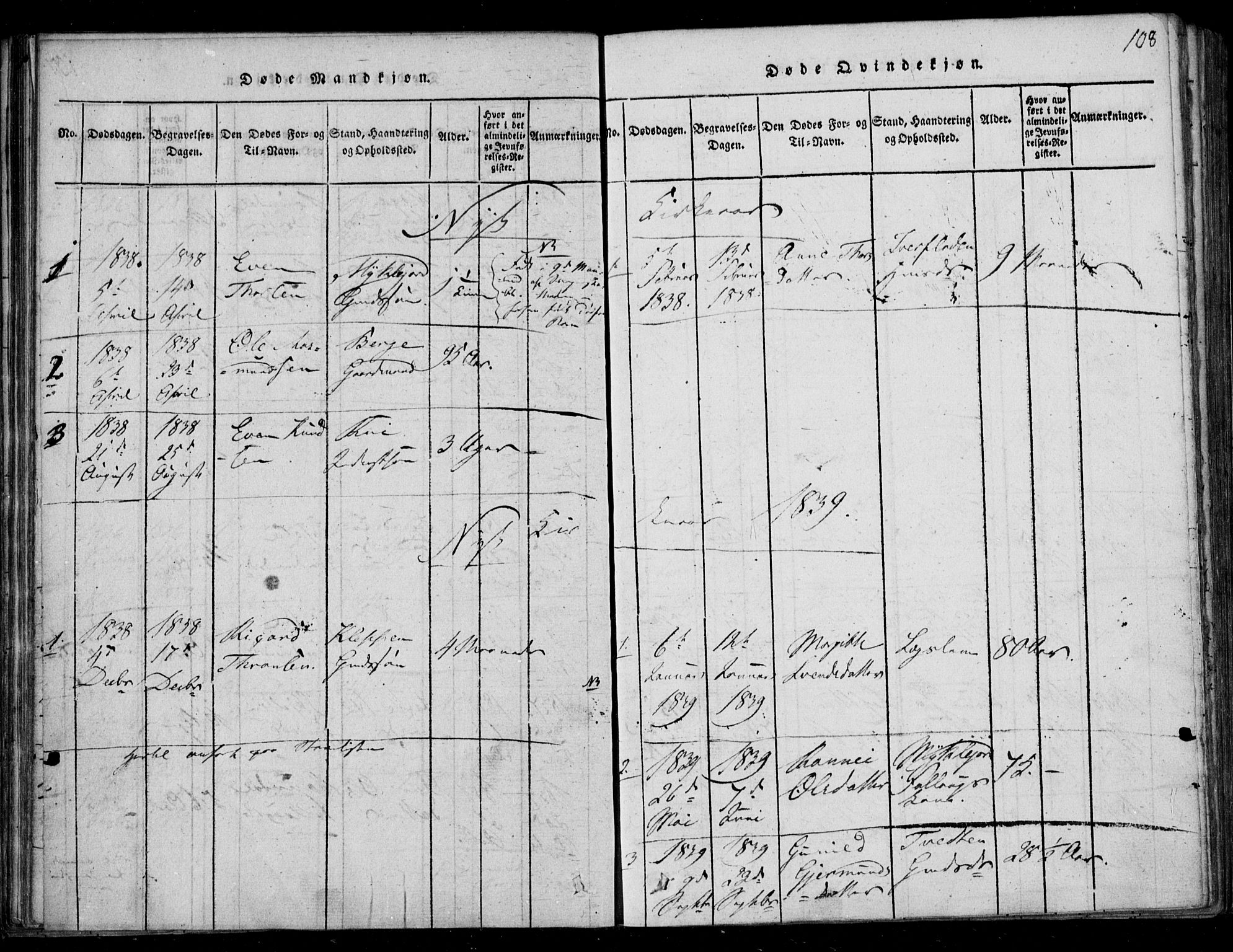 Lårdal kirkebøker, SAKO/A-284/F/Fb/L0001: Parish register (official) no. II 1, 1815-1860, p. 108