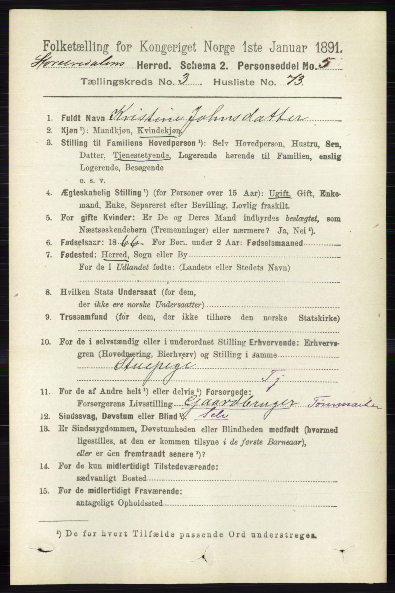 RA, 1891 census for 0430 Stor-Elvdal, 1891, p. 1359