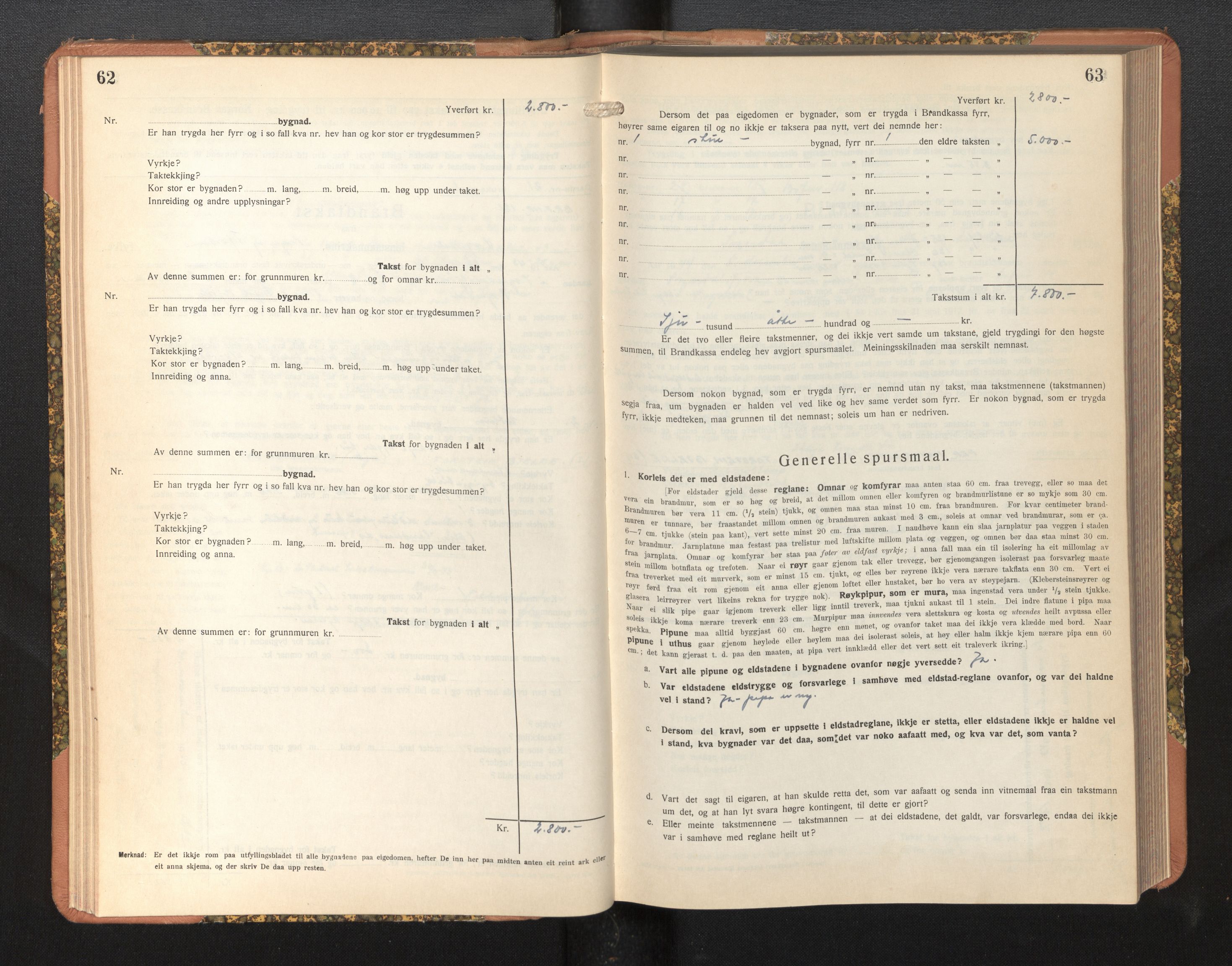 Lensmannen i Sogndal, AV/SAB-A-29901/0012/L0019: Branntakstprotokoll, Sogndalsfjøra, skjematakst, 1944-1954, p. 62-63