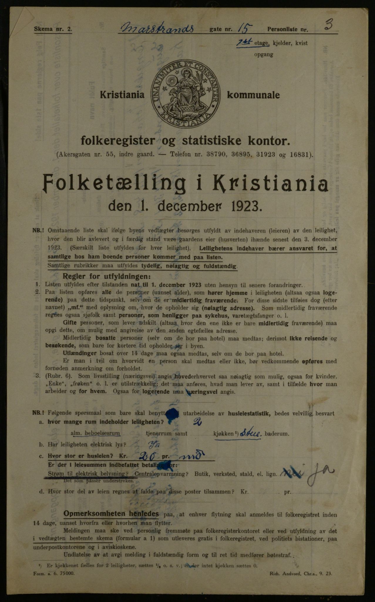 OBA, Municipal Census 1923 for Kristiania, 1923, p. 71664