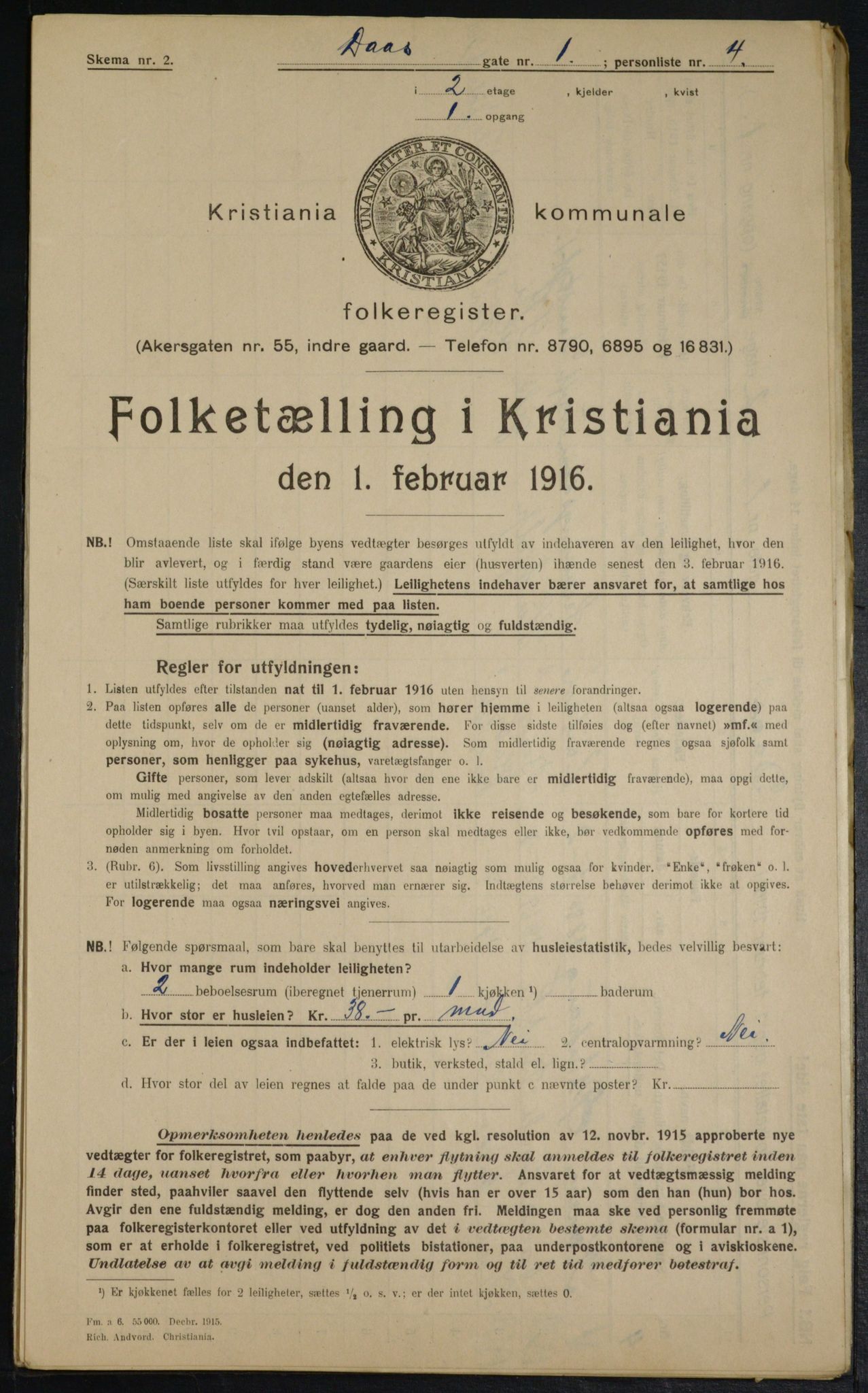 OBA, Municipal Census 1916 for Kristiania, 1916, p. 18023