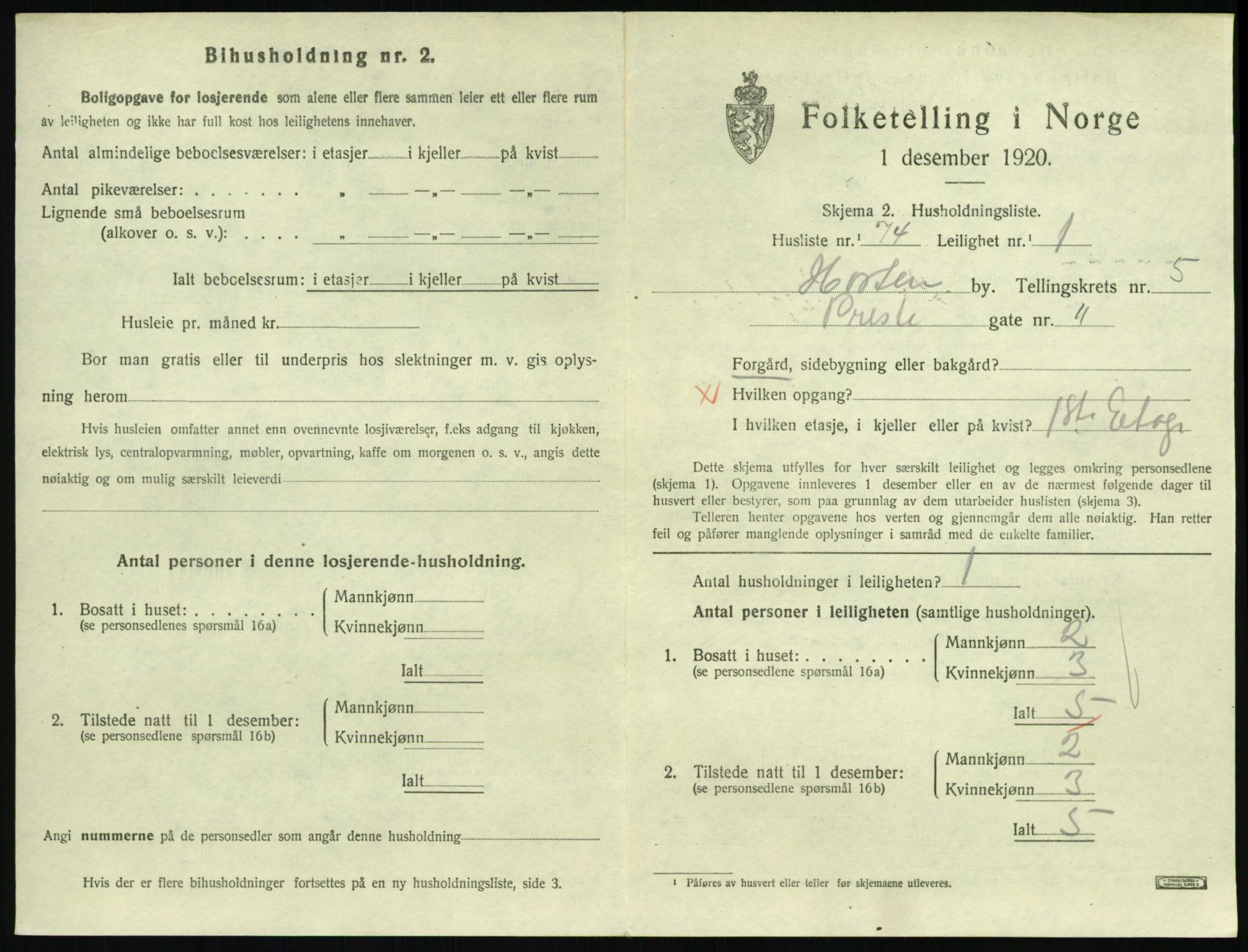 SAKO, 1920 census for Horten, 1920, p. 5933