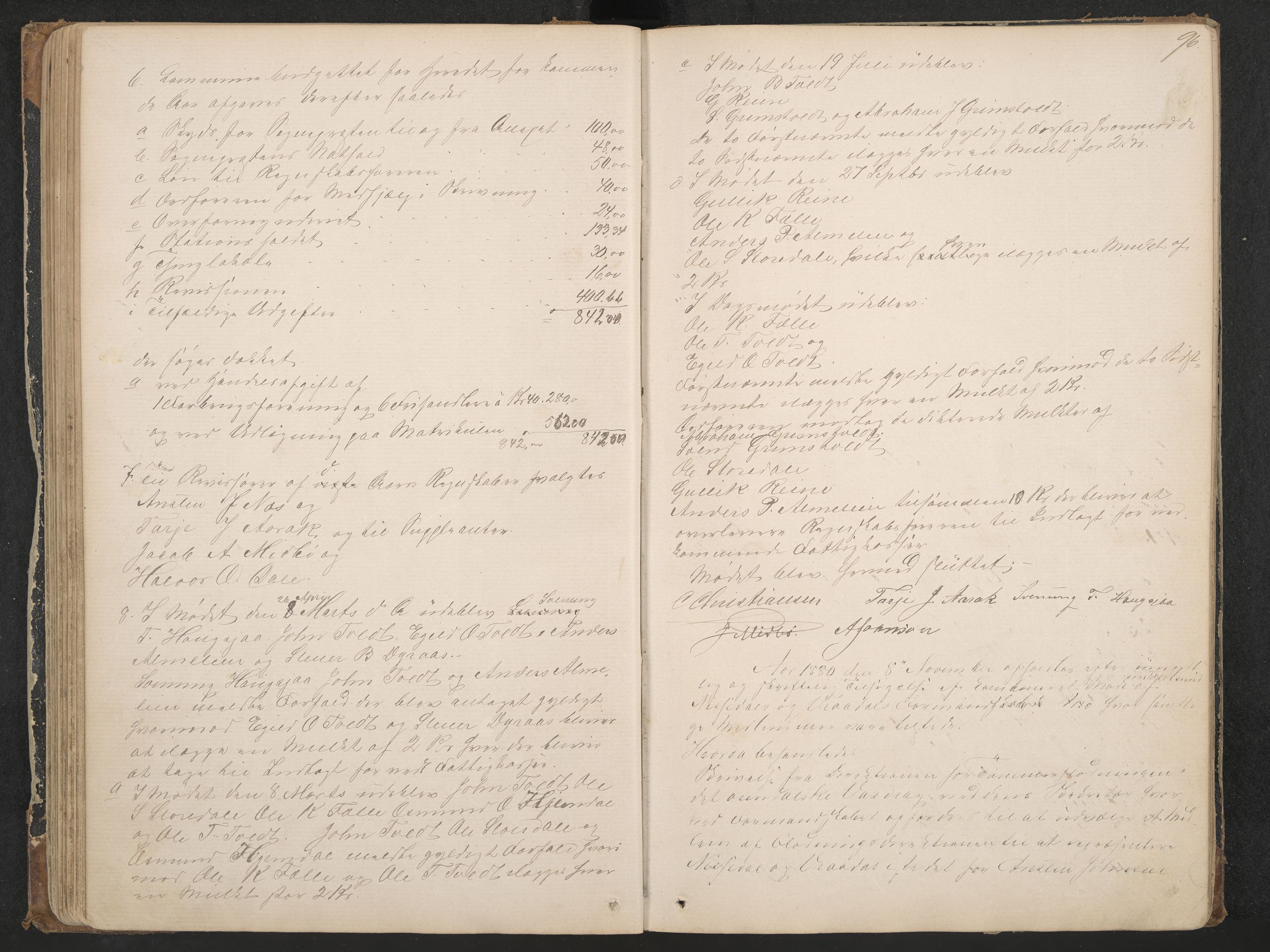 Nissedal formannskap og sentraladministrasjon, IKAK/0830021-1/A/L0002: Møtebok, 1870-1892, p. 96