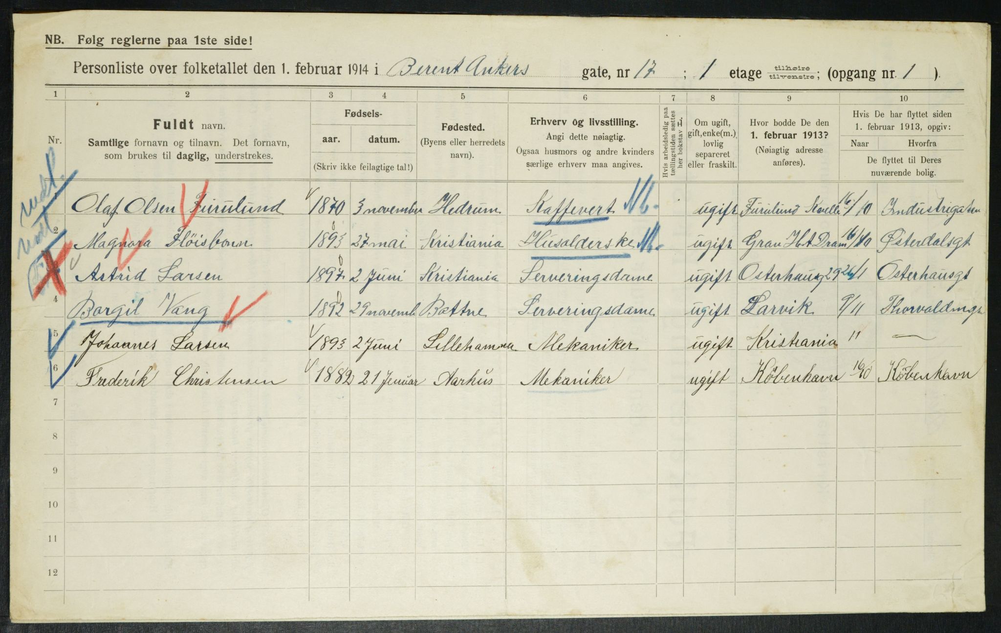 OBA, Municipal Census 1914 for Kristiania, 1914, p. 4725