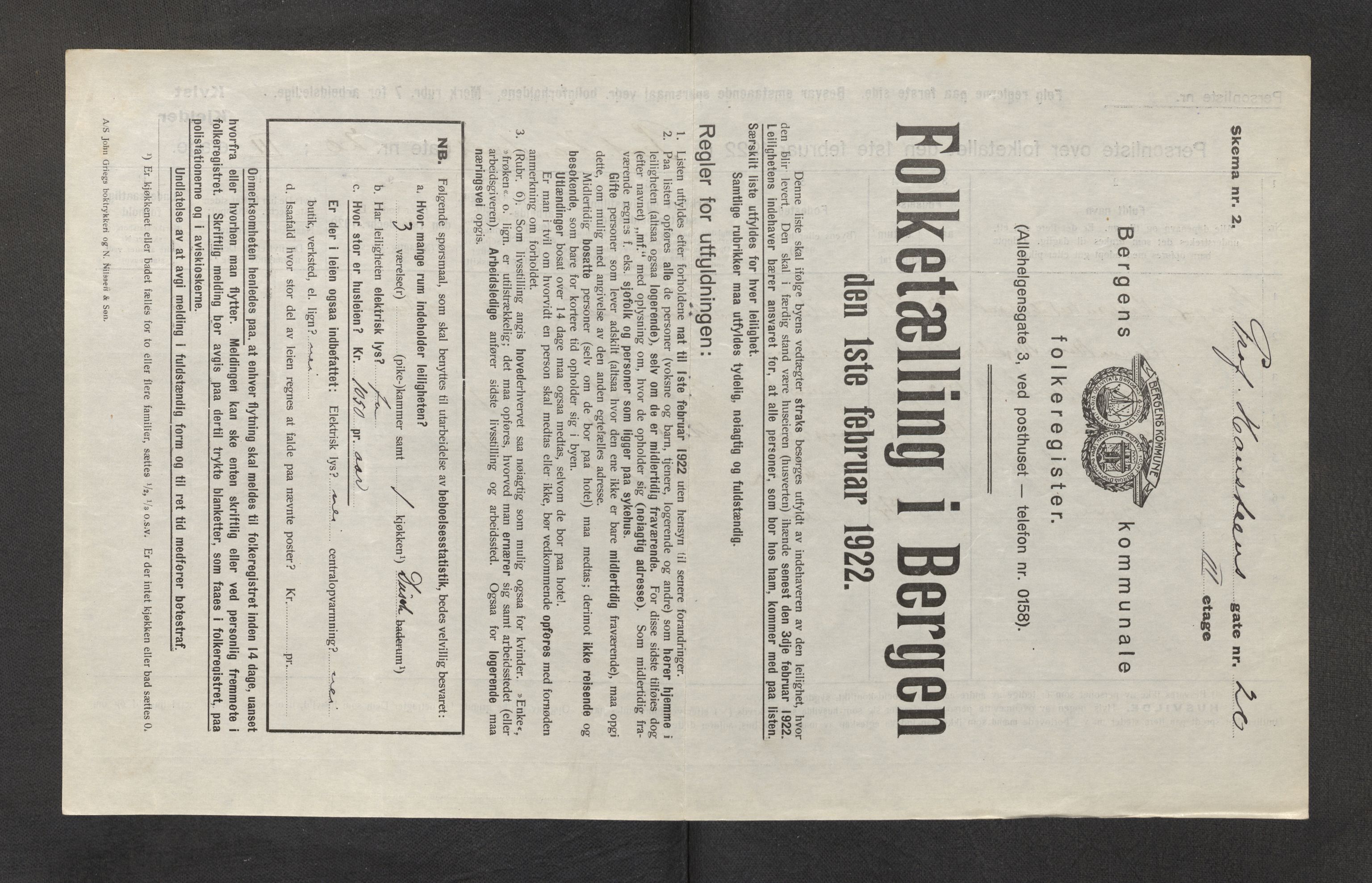 SAB, Municipal Census 1922 for Bergen, 1922, p. 31882