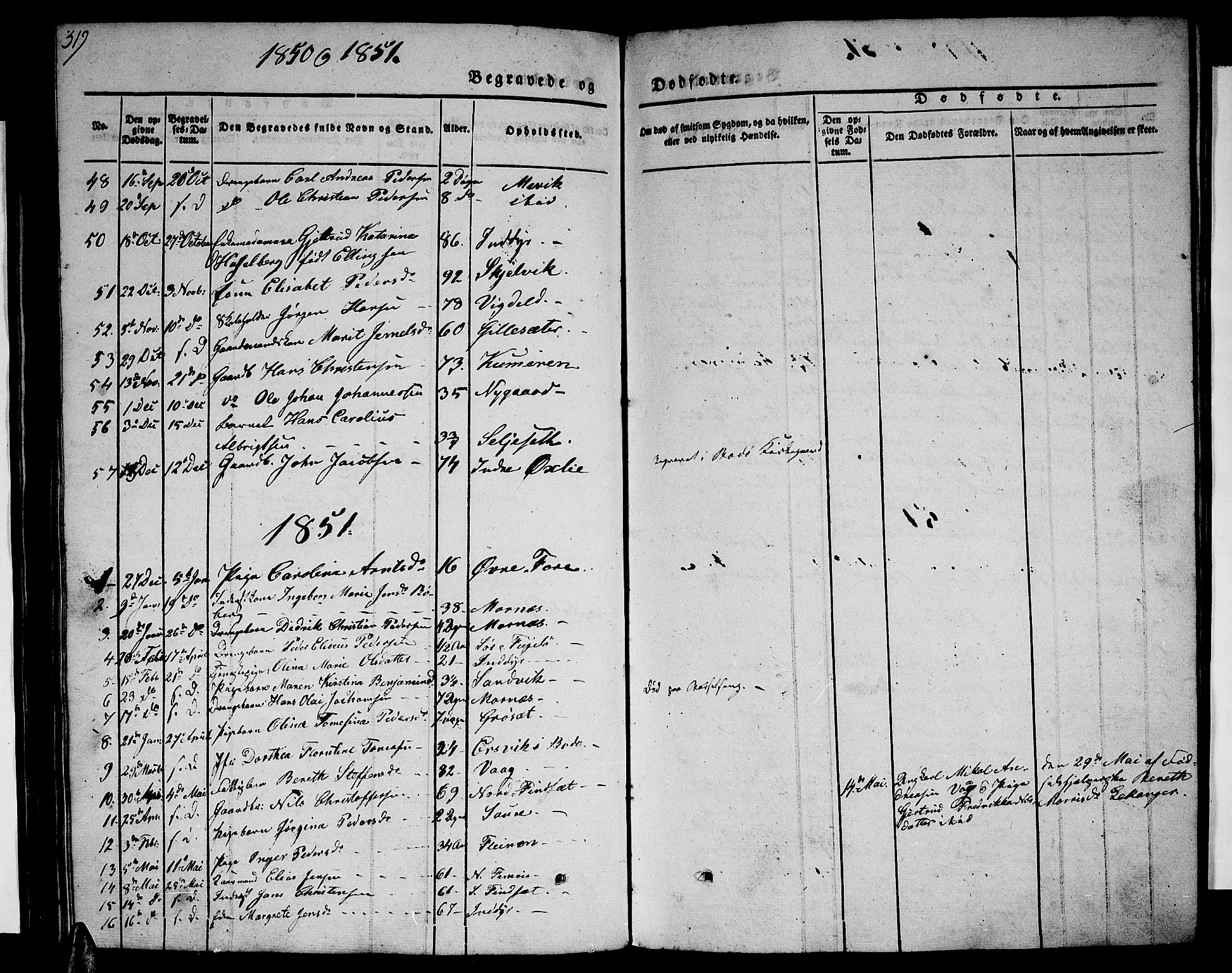 Ministerialprotokoller, klokkerbøker og fødselsregistre - Nordland, SAT/A-1459/805/L0106: Parish register (copy) no. 805C02, 1841-1861, p. 319