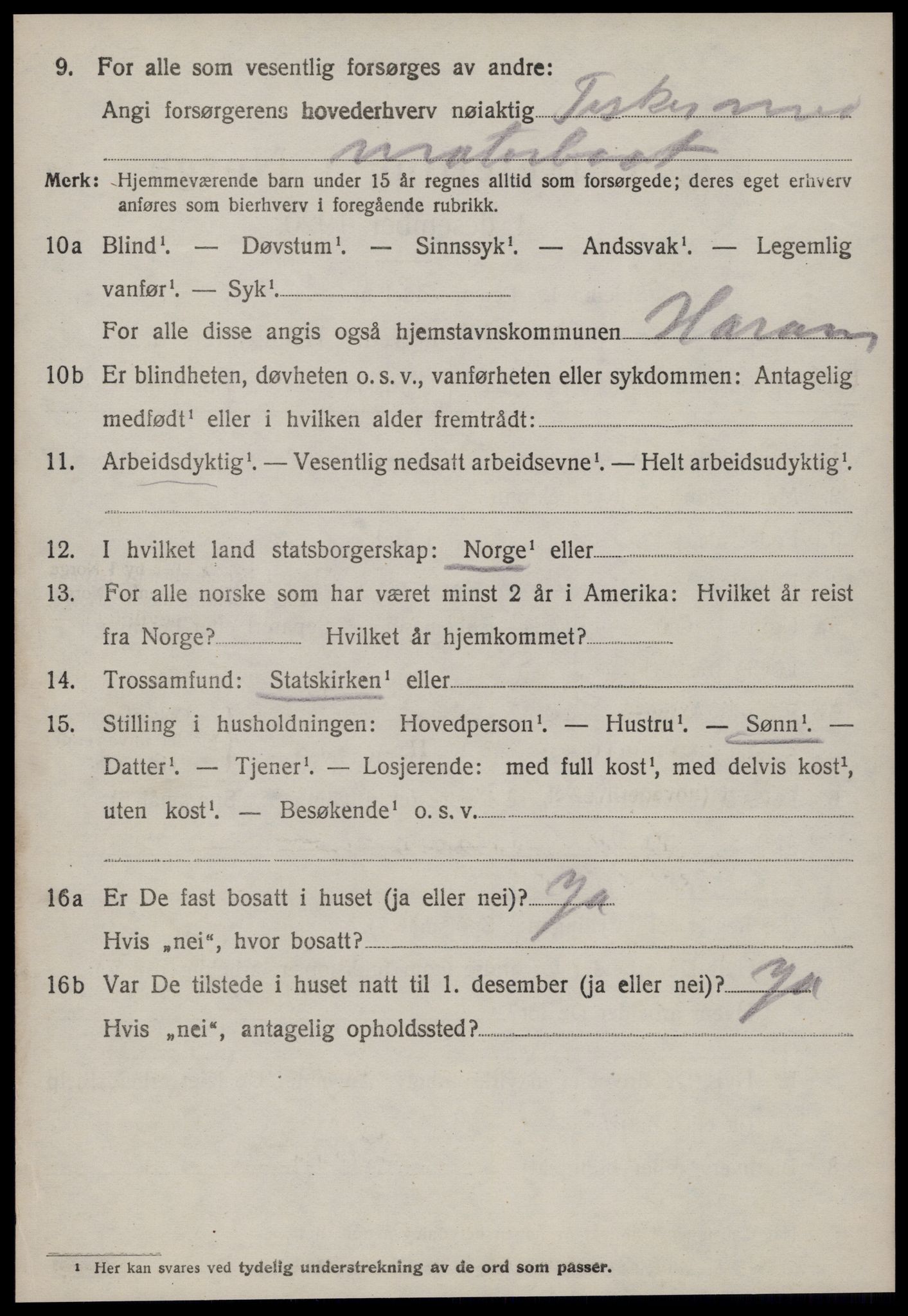SAT, 1920 census for Haram, 1920, p. 2258